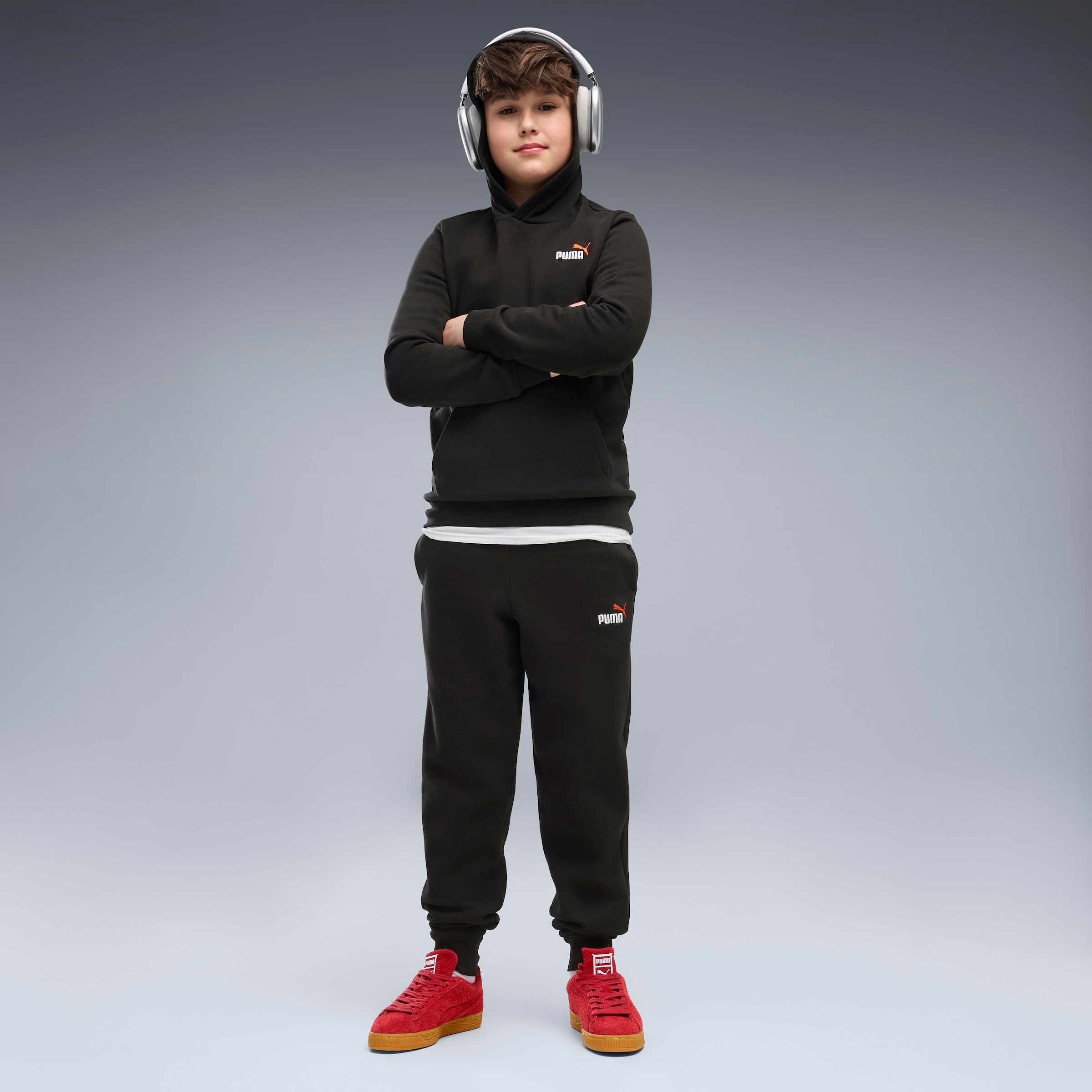 PUMA Pantalon de survêtement »ESS 2 COLOR NO 1 LOGO SWEATPANTS FL B«  avec ceinture élastique, avec poignets côtelés
