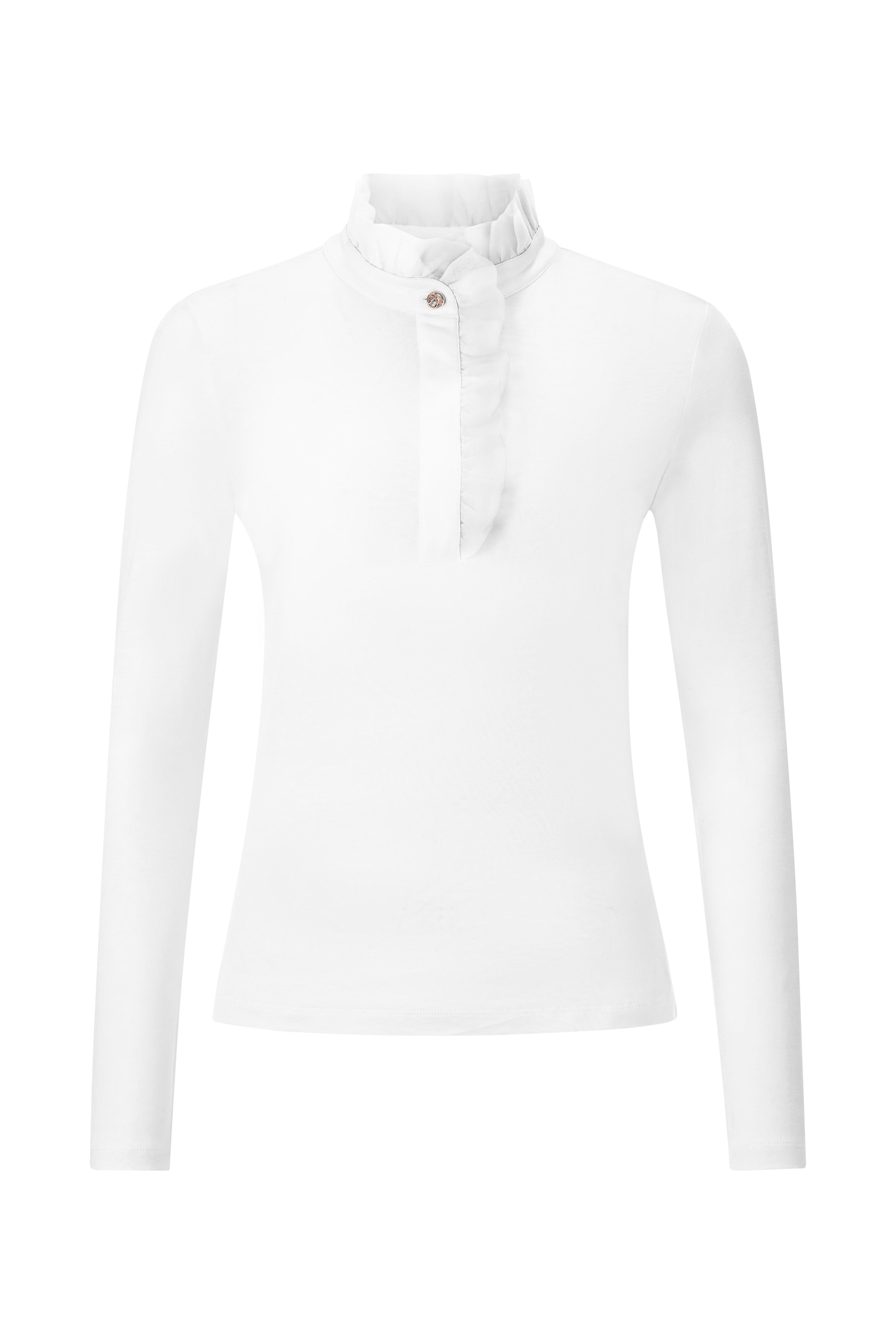 RICHROYAL T-shirt à manches longues mit Rüschenkragen, gerader Schnitt