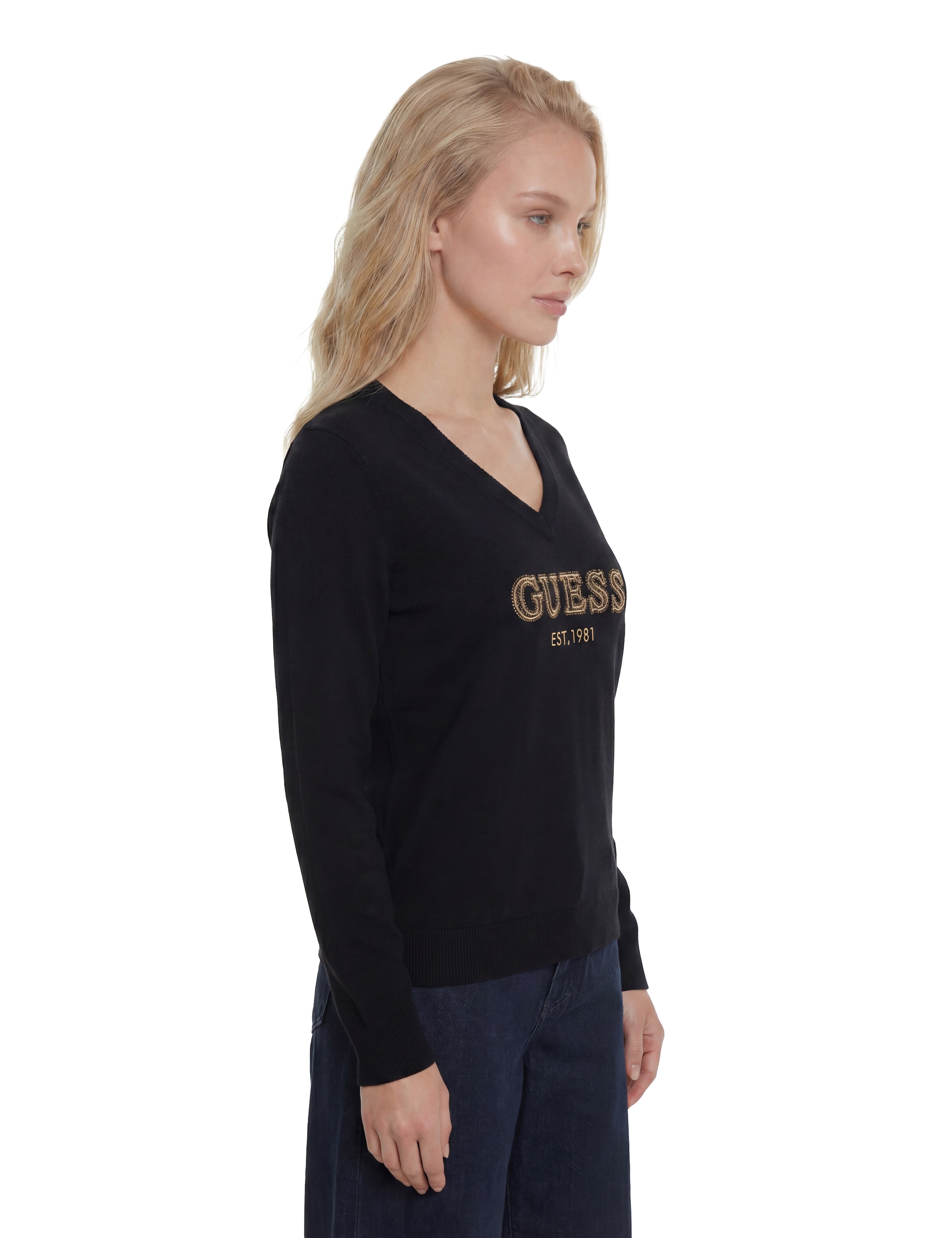 Guess Pull col V »LS VN HANNAH LOGO SWTR« aus Viskosemix, Logoschriftzug