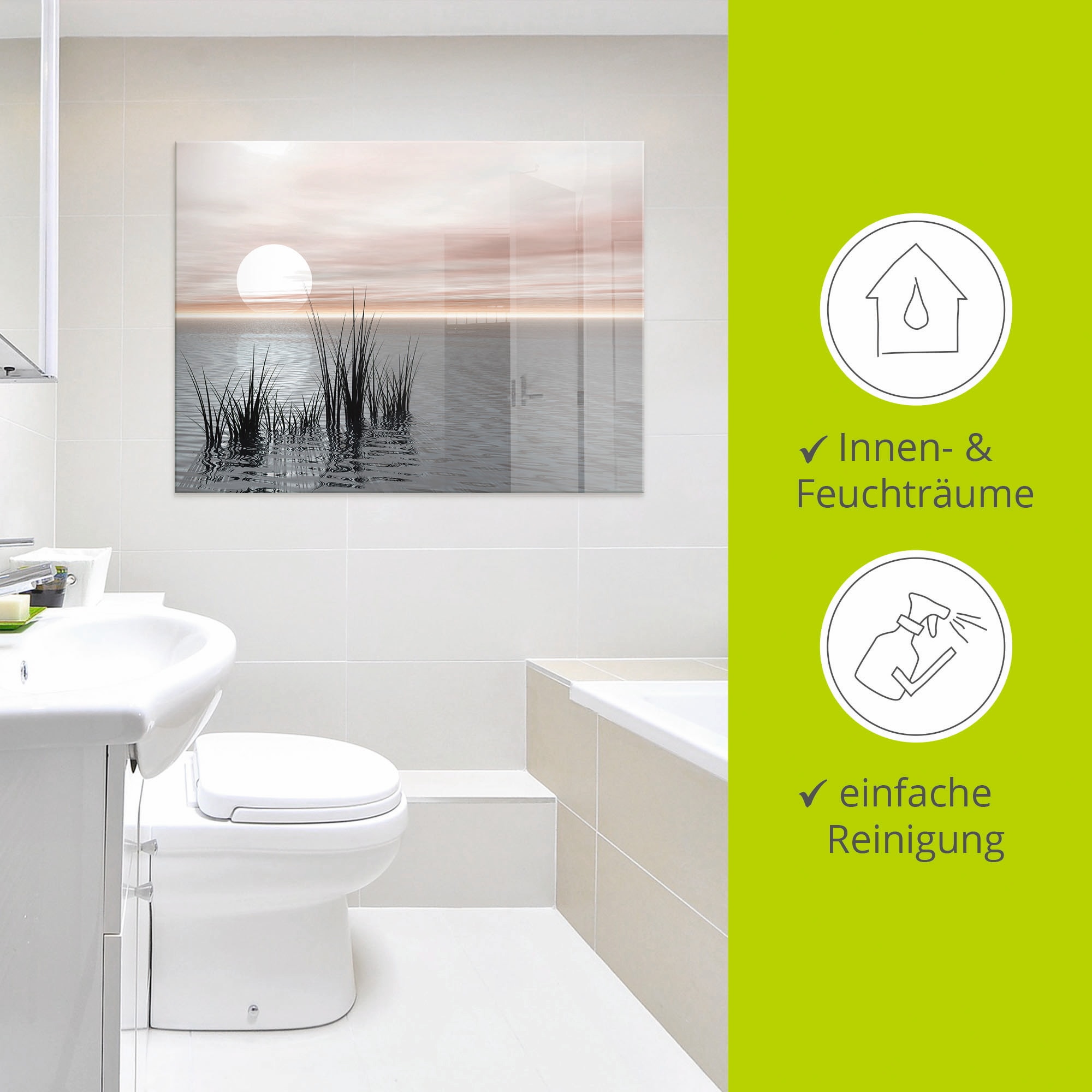 Artland Tableau en verre »Sonnenuntergang mit Schilf« 1 cuis tlg. in verschiedenen Grössen