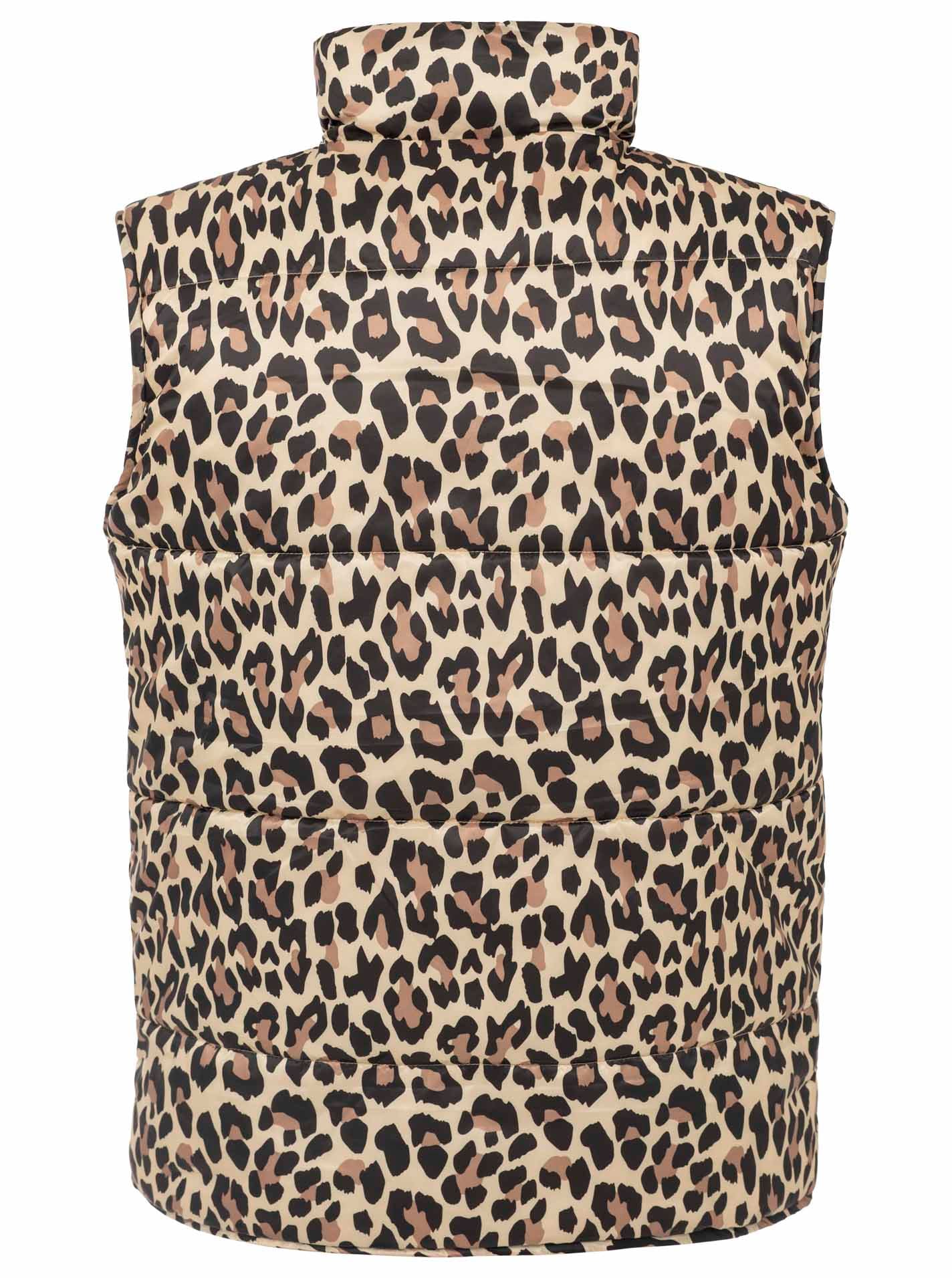 Zwillingsherz Gilet réversible »"Leo Teddy"« réversible, avec fermeture éclair, pendentif cœur, motif léopard, poches latérales