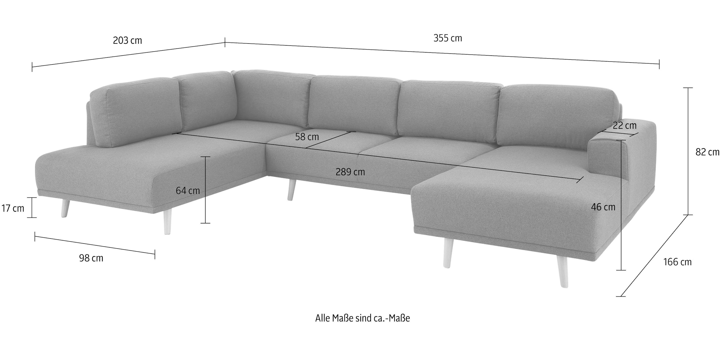Home affaire Paysage de salon »Lasse U-Form« im scandinavischem Stil mit Holzfüssen
