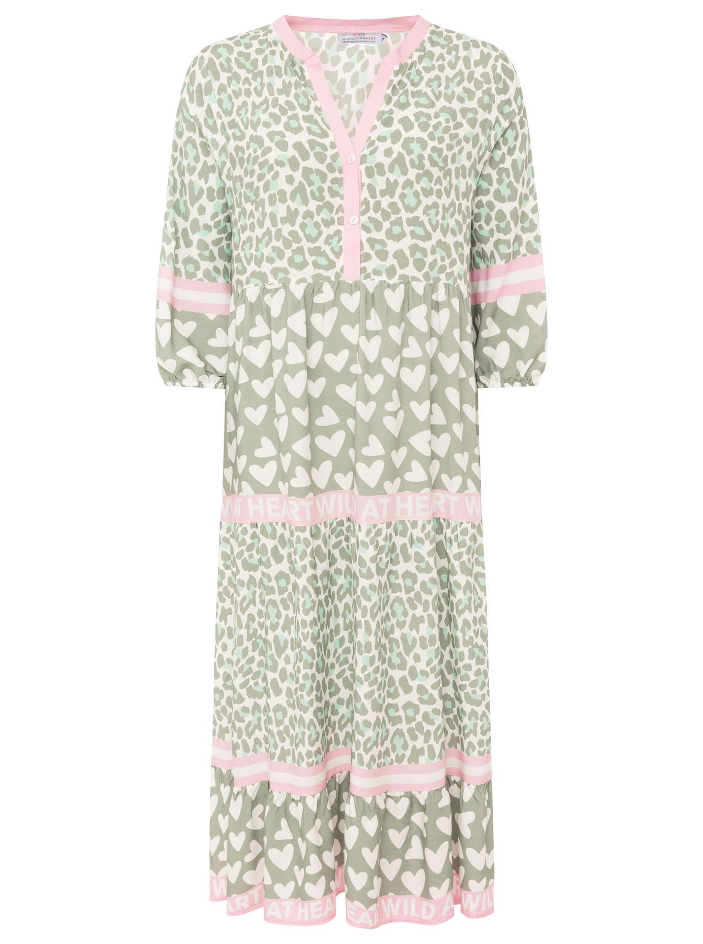 Zwillingsherz Maxi robe »"Leo Love"« Mustermix: Leo und Herzen, Knopfleiste und 3/4 Arm