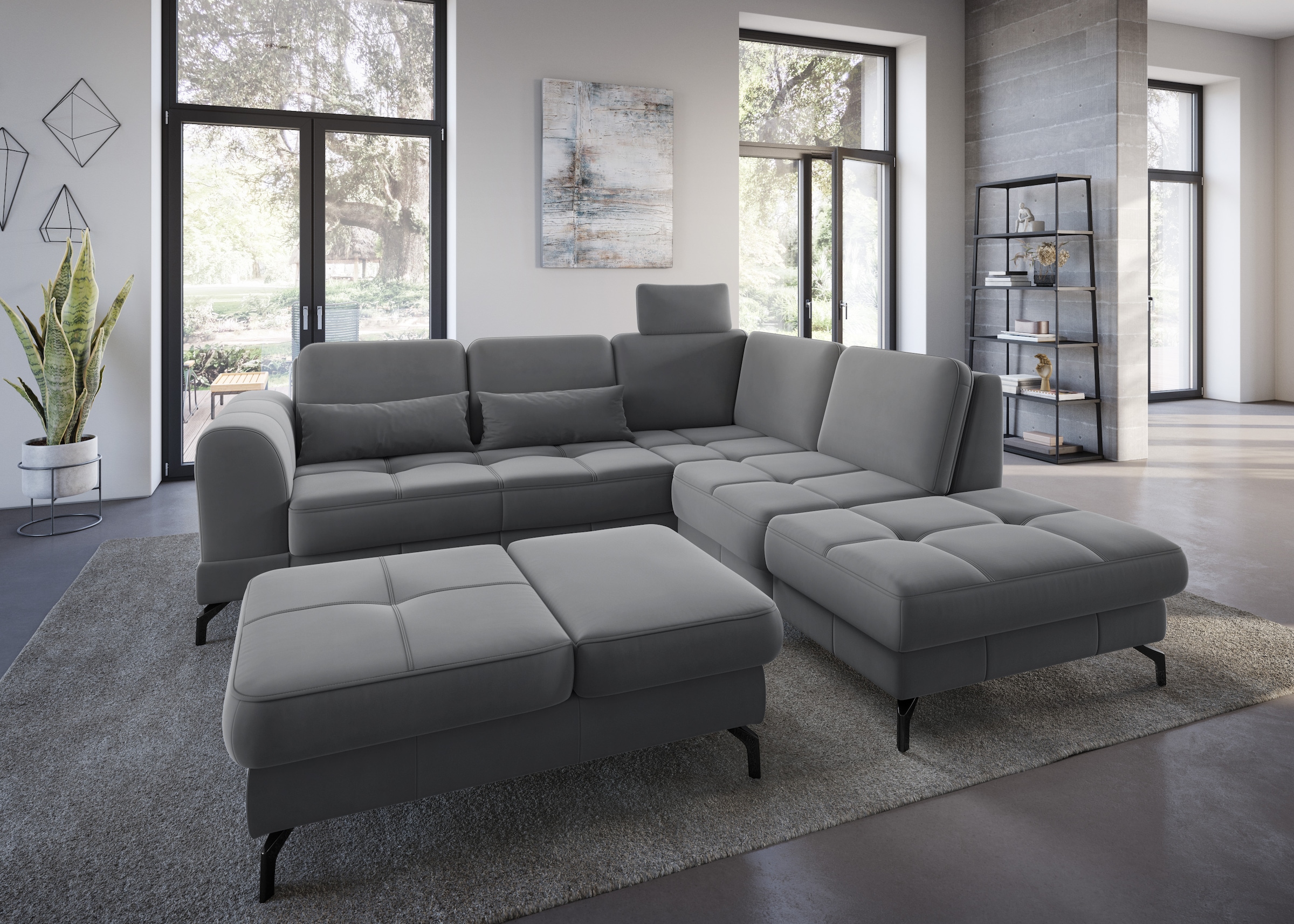 sit&more Canapé d'angle »Bendigo L-Form« inklusive Sitztiefenverstellung, Bodenfreiheit 12 cm, in 2 Fussfarben