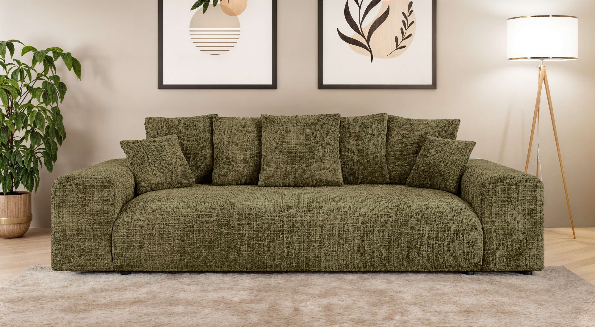 Home affaire Big-Sofa »LAKESIDE 3-Sitzer Schlafsofa mit Bettkasten, Breite 256,5 cm« Liegefläche 168,5x195 cm, hoher Sitzkomfort, Masse B/T/H: 256/122/82cm