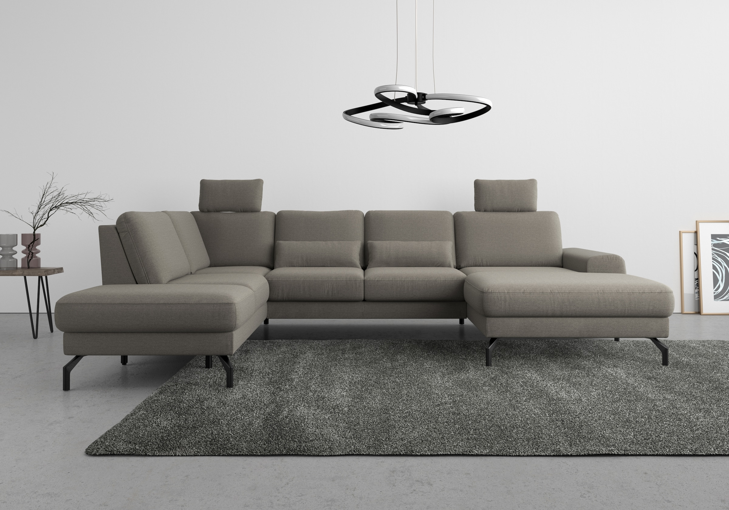 sit&more Wohnlandschaft »Cinturo U-Form« inklusive Sitztiefenverstellung und Federkern, Sitzhöhe 48 cm