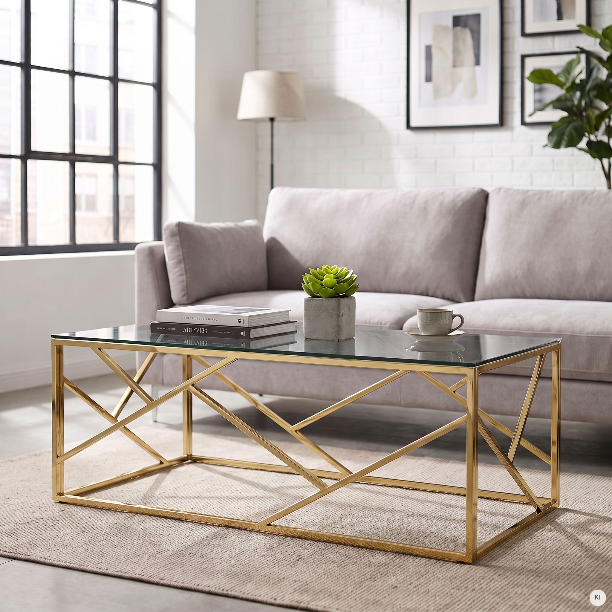SalesFever Table basse »Glastisch mit stilvoller Eleganz« Structure en acier inoxydable - inoxydable et durable