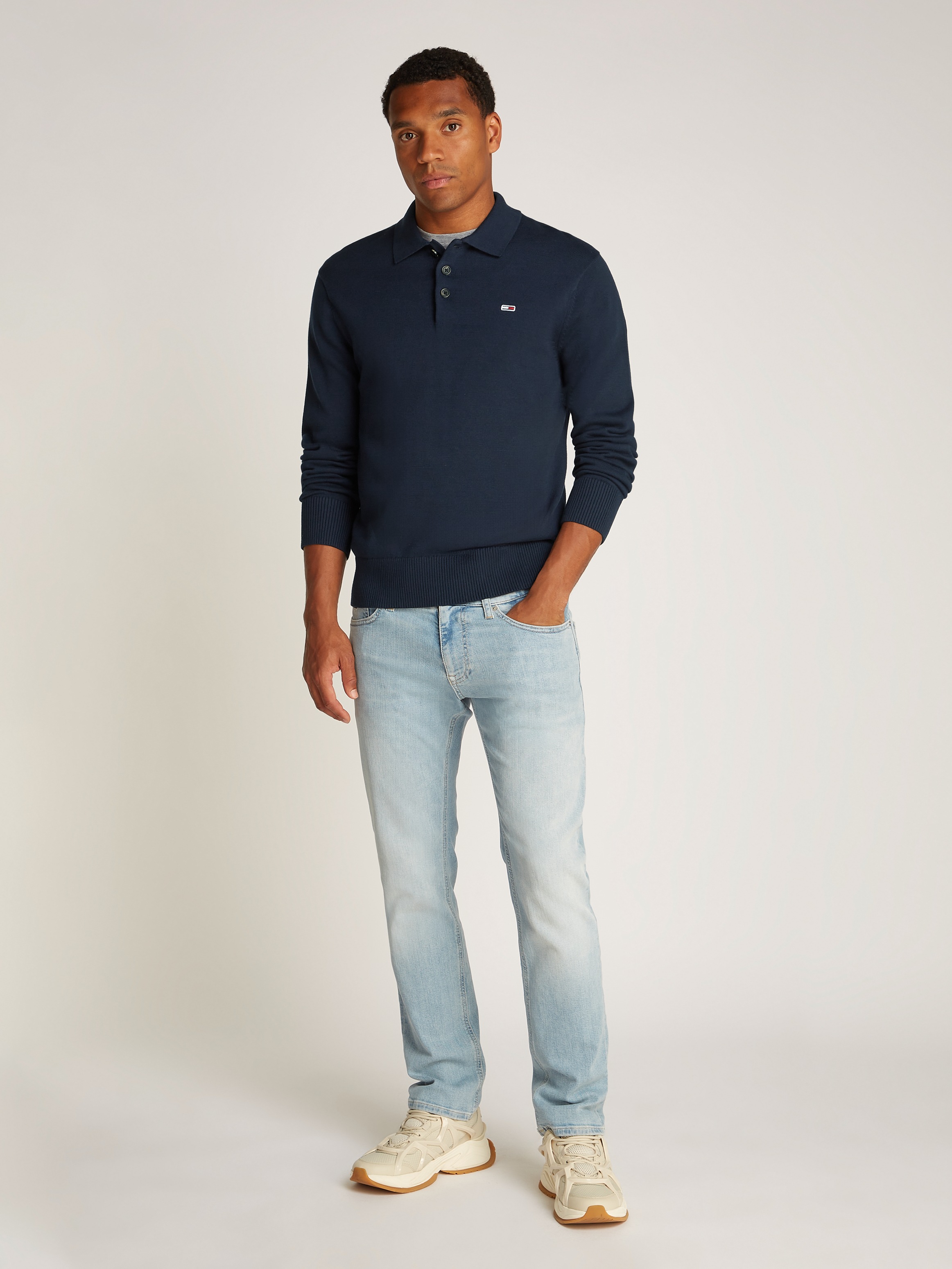Tommy Jeans Polokragenpullover »TJM SLIM ESSENTIAL POLO SWEATER« mit Logostickerei