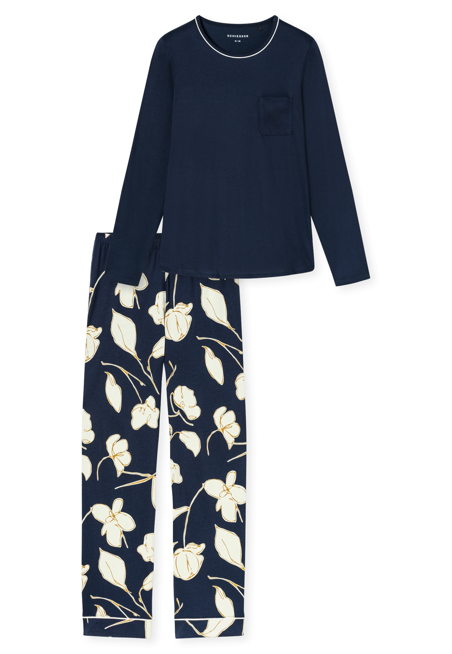 Schiesser Pyjama »Comfort Nightwear« 2 Mélange de coton, col rond, manches longues