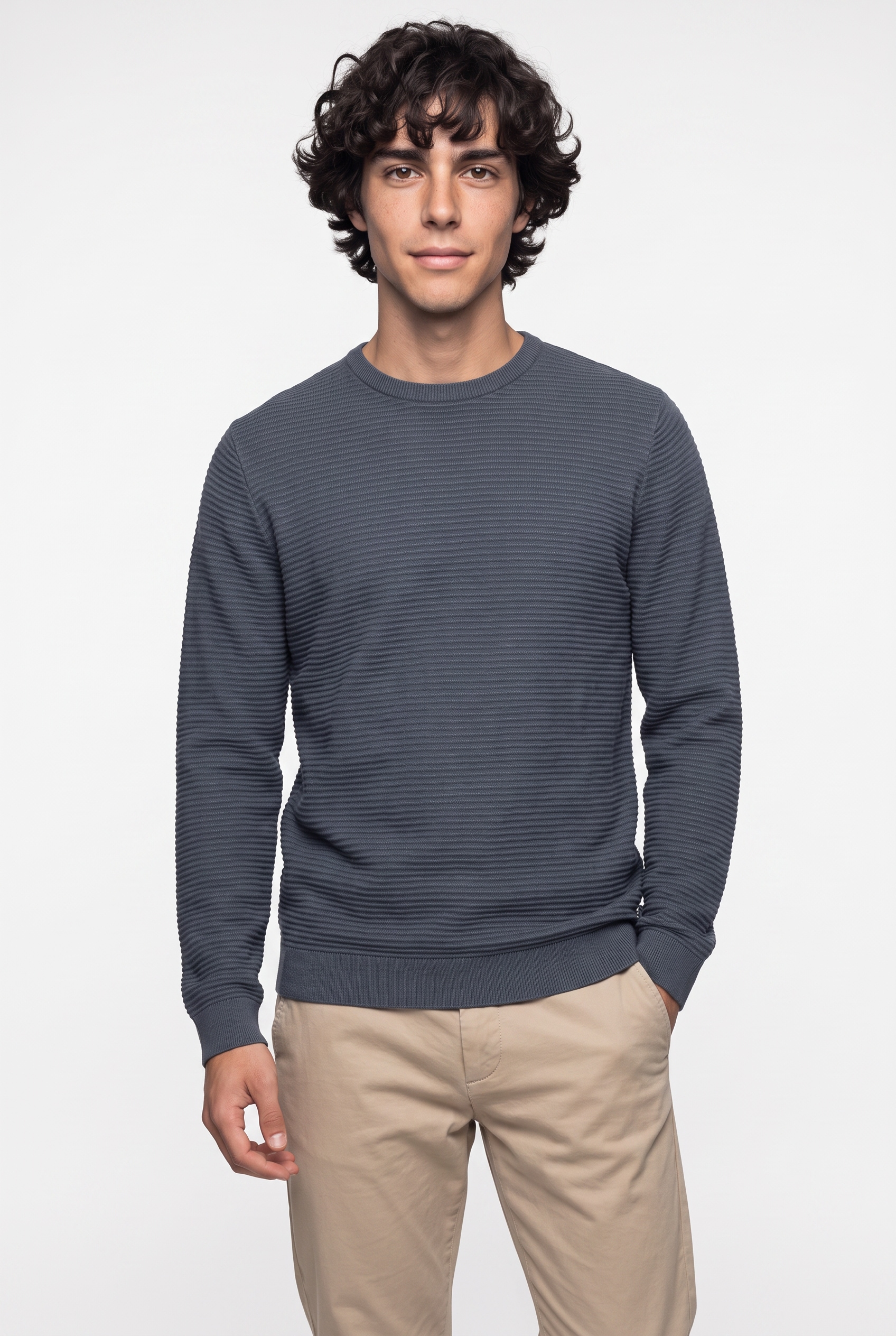Jack & Jones Pull à col rond »JJEBRODY KNIT CREW NECK« Coton