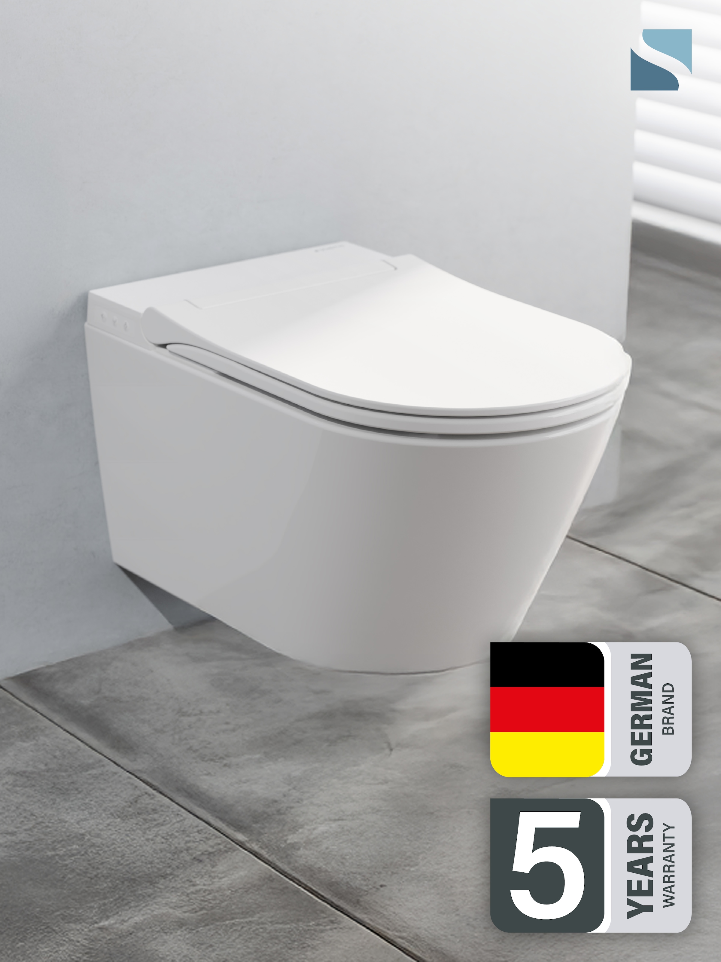 Schütte Dusch-WC Dusch-WC, Wandhängend, spülrandlos, Gesäss- & Ladydusche, LED