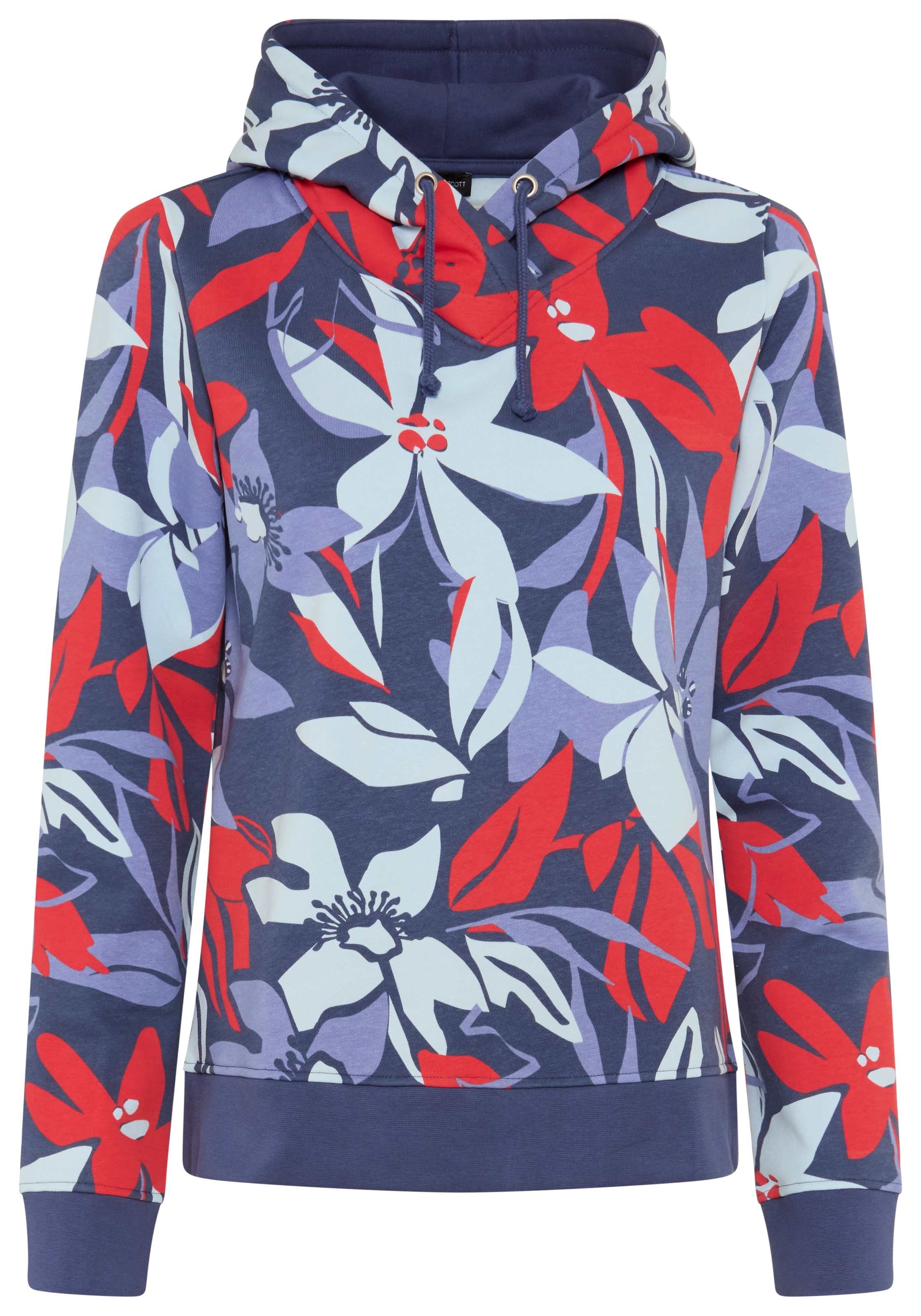 Laura Scott Pull , Pflegeleichte Baumwollmischung mit Kapuze und Blumendruck
