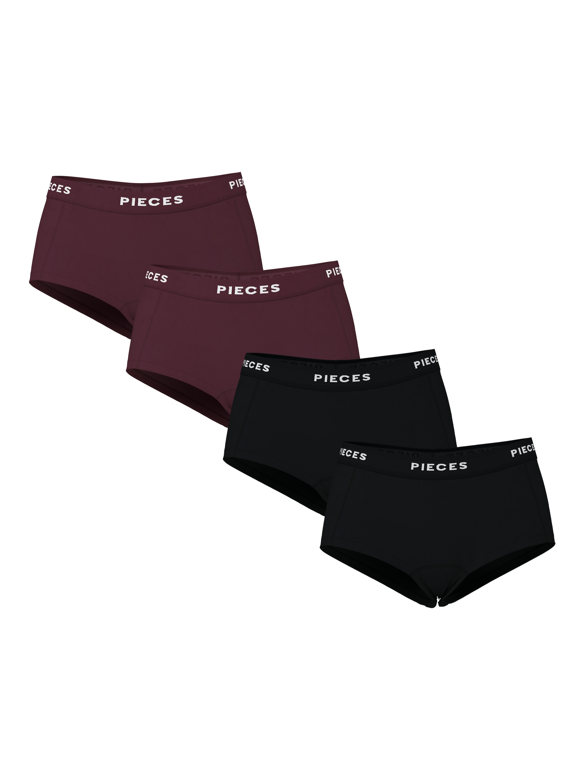 pieces Hipster »PCLOGO LADY 4 PACK SOLID NOOS BC« Packung, 4er-Pack, 4 Stk. Baumwollmischung