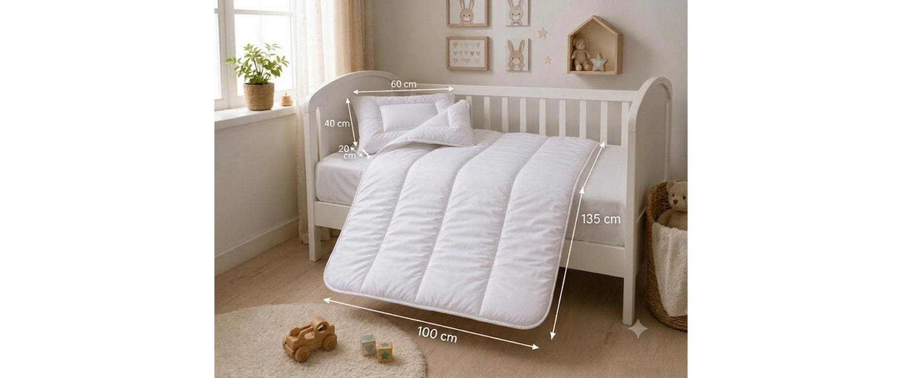   Kinderbettdecke + Kopfkissen »Steppbett 135 x 100 cm / 40 x 60 cm Uni«