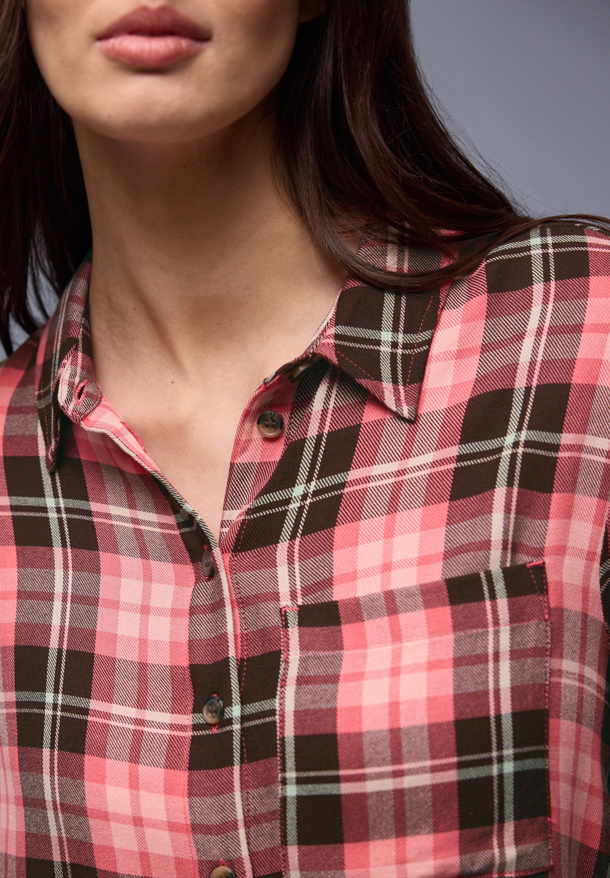 STREET ONE Blouse à manches longues in Karo-Optik und als Viskose