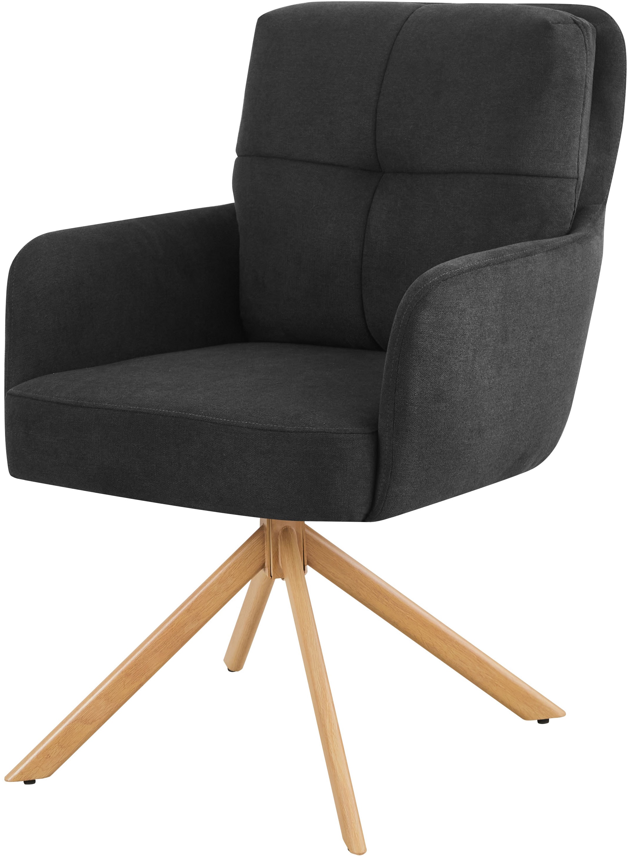 GOODproduct Chaise de salle à manger »Miami, 2er-Set, Federkern« (Ensemble) 2 cuisgemütlicher Armlehnstuhl mit Federkern, Fein-Webstoff und Holzoptik