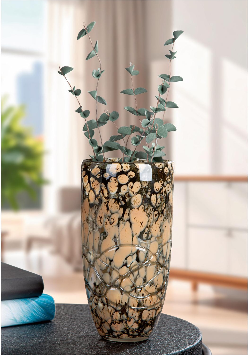 GILDE Tischvase »Glass Art, Vase, "Mountain", Glas, braun« Vase Mountain Dekovase Tischdekoration Blumendeko Gefäss