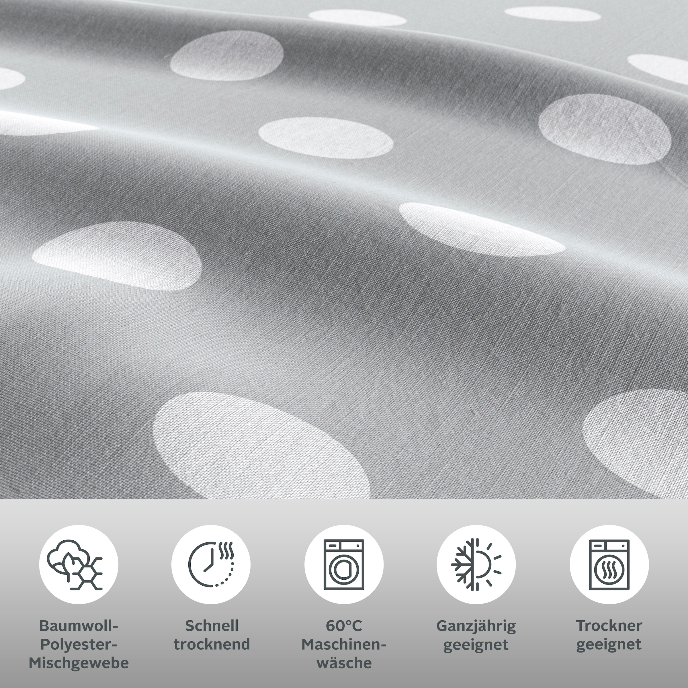 my home Linge de lit réversible »Dots« 2 tlg. ab Grösse 135x200 cm, aus recyceltem Material, Bettwäsche mit Punkten