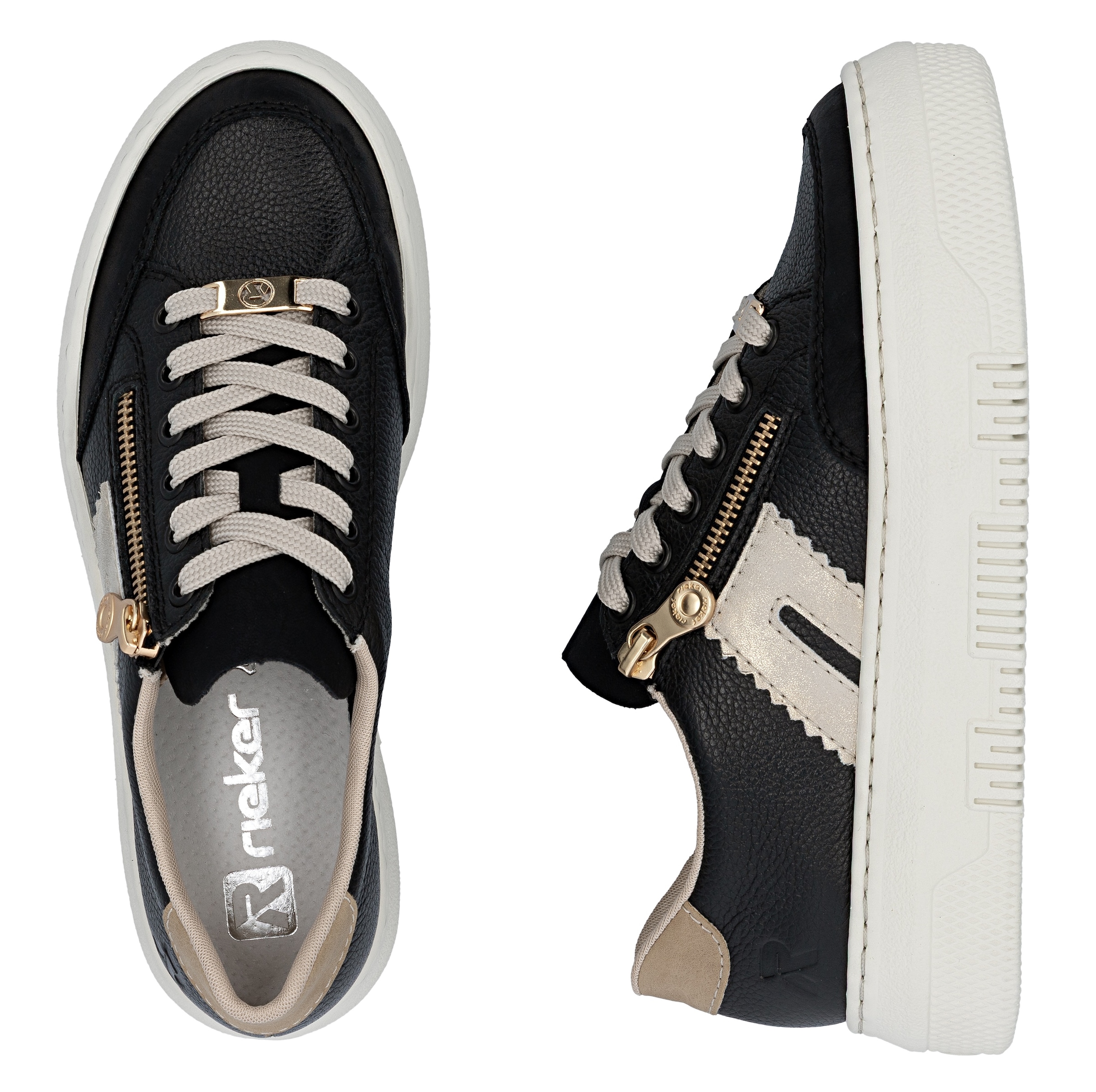 Rieker Baskets à plateforme  Schnürschuh, Halbschuh, Freizeitschuh mit seitlichem Reissverschluss