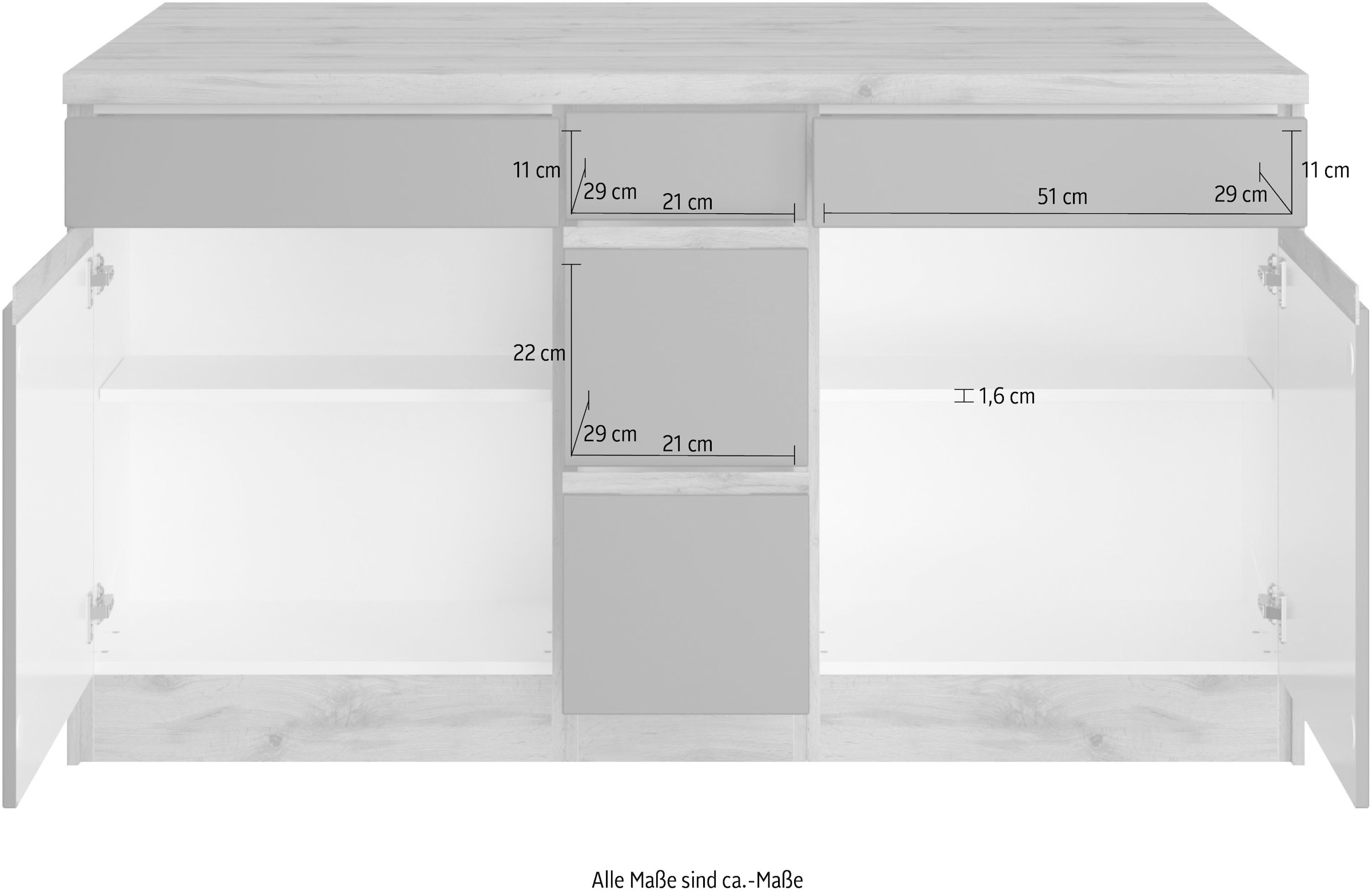 KOCHSTATION Îlot de cuisine »KS-Riesa« largeur 153 cm, profondeur 100 cm, façades MDF