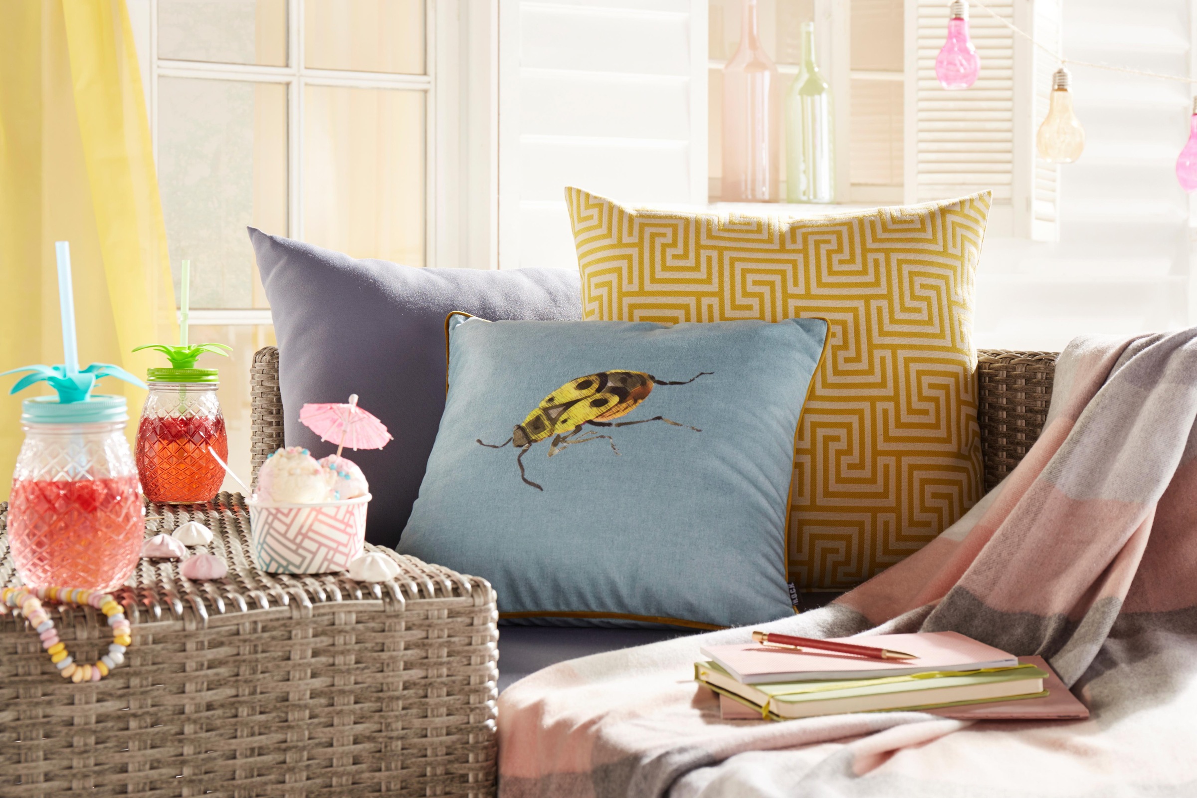 H.O.C.K. Dekokissen »Gauzy lime No 78« mit  grafischer Musterung, Kissenhülle mit Füllung, 1 Stück