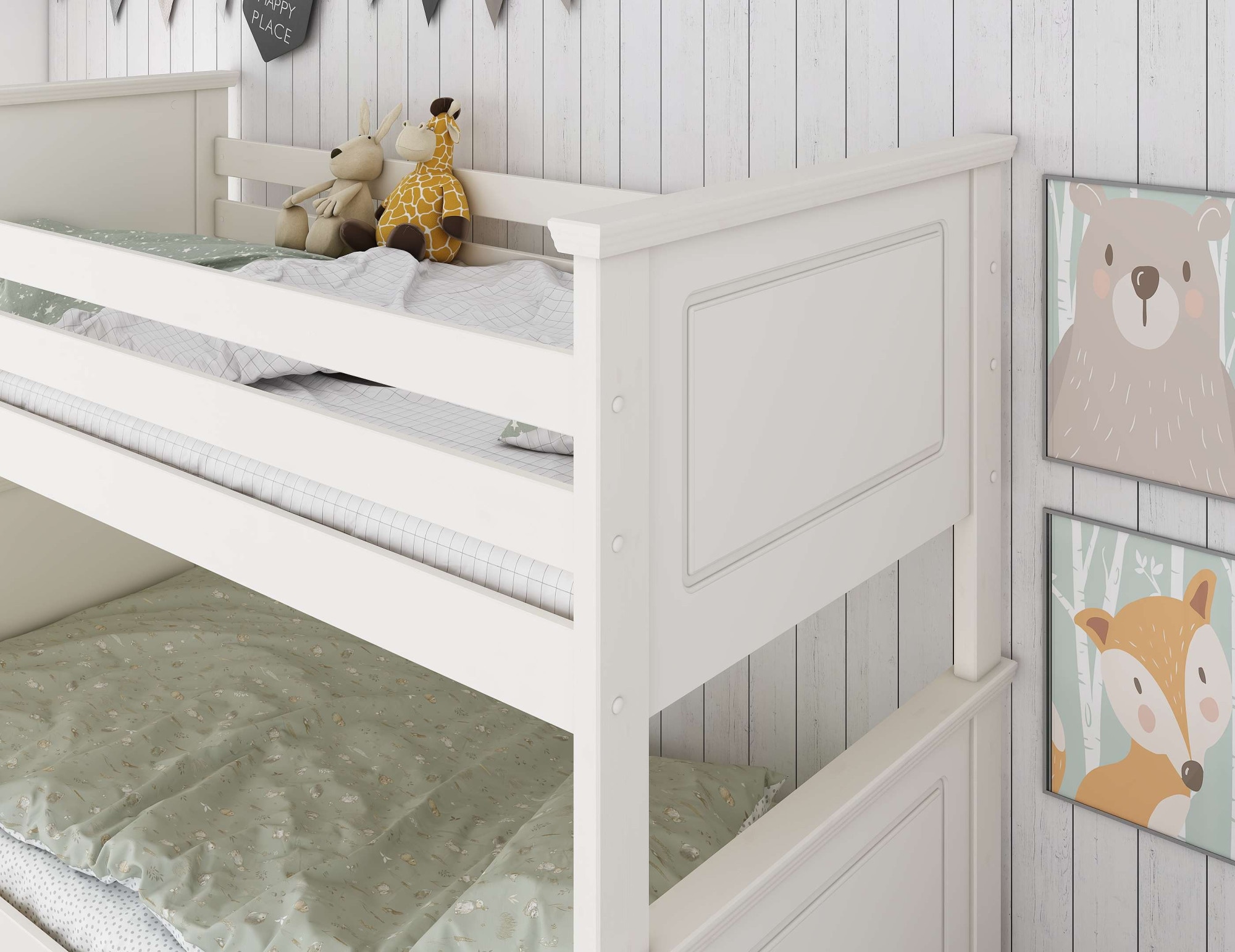 GOODproduct Lit superposé »Erik, teilbar in 2 Einzelbetten, Kassettenoptik, Landhausstil« mit Lattenroste, Massivholz, Made in EU