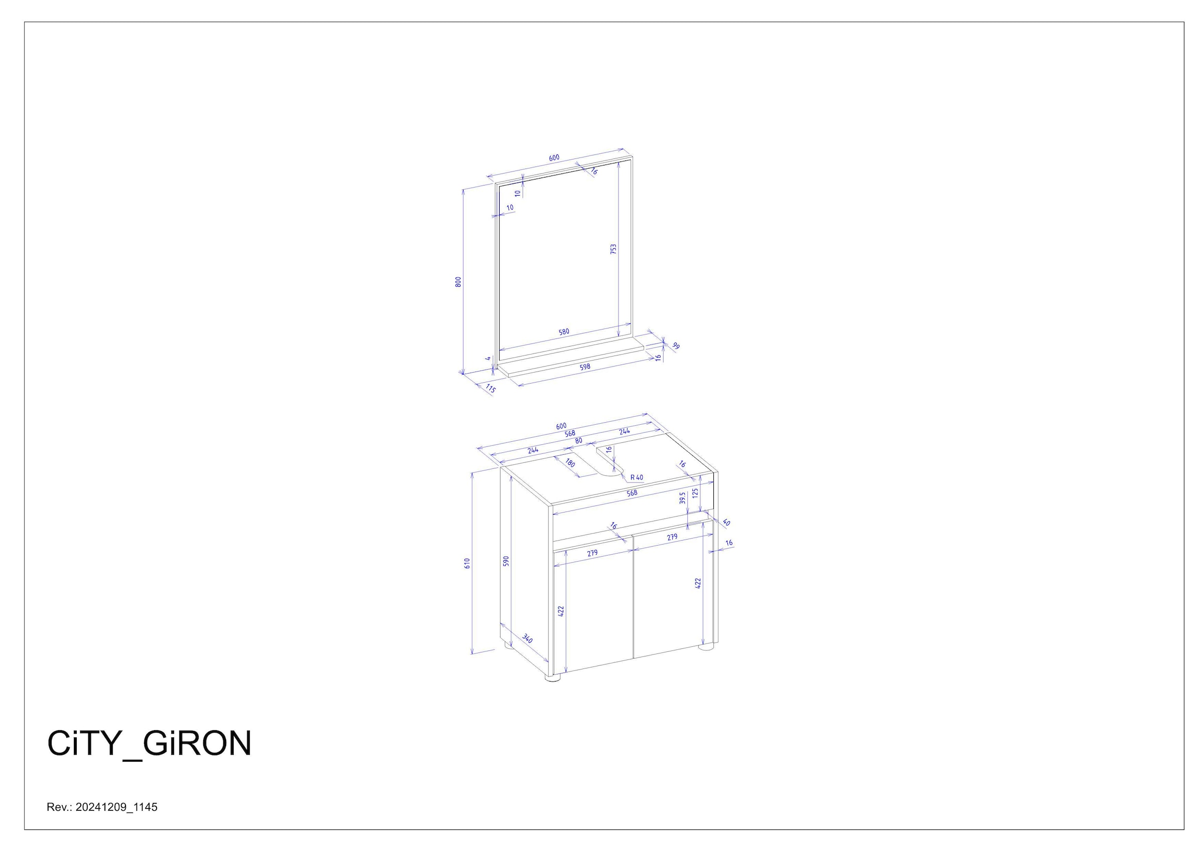 Home affaire Badmöbel-Set »CITY/ GIRON, Bad im zeitlosen Design, 2-teiliges Badezimmer« Set, 2 Stk. tlg.