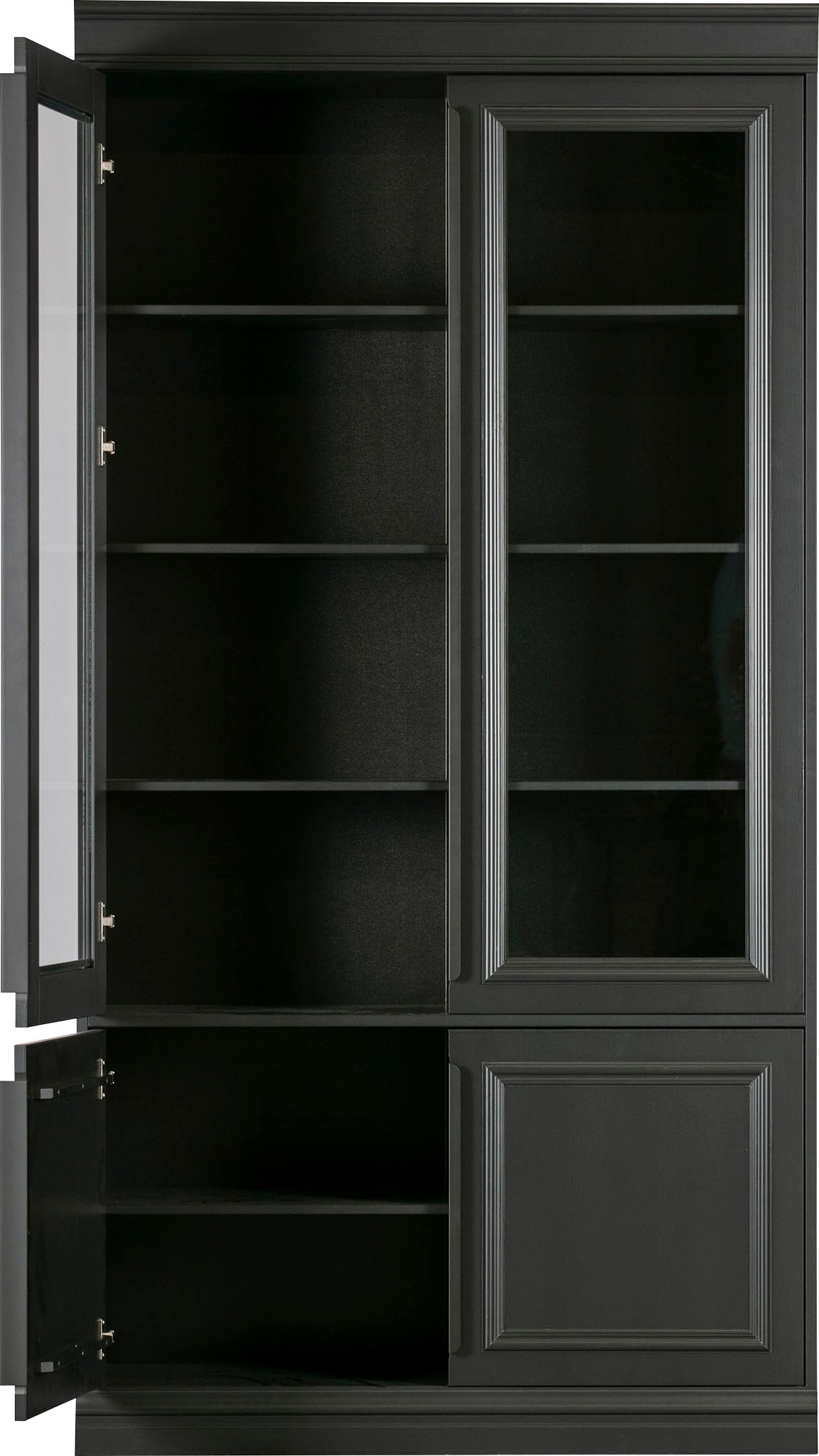 WOOOD Vitrine »Organize FSC®-Kiefernholz mit Glastüren, H 215 x B 110 x T 44 cm« Tragkraft 15 kg pro Boden, höhenverstellbare Böden, pfleigleicht