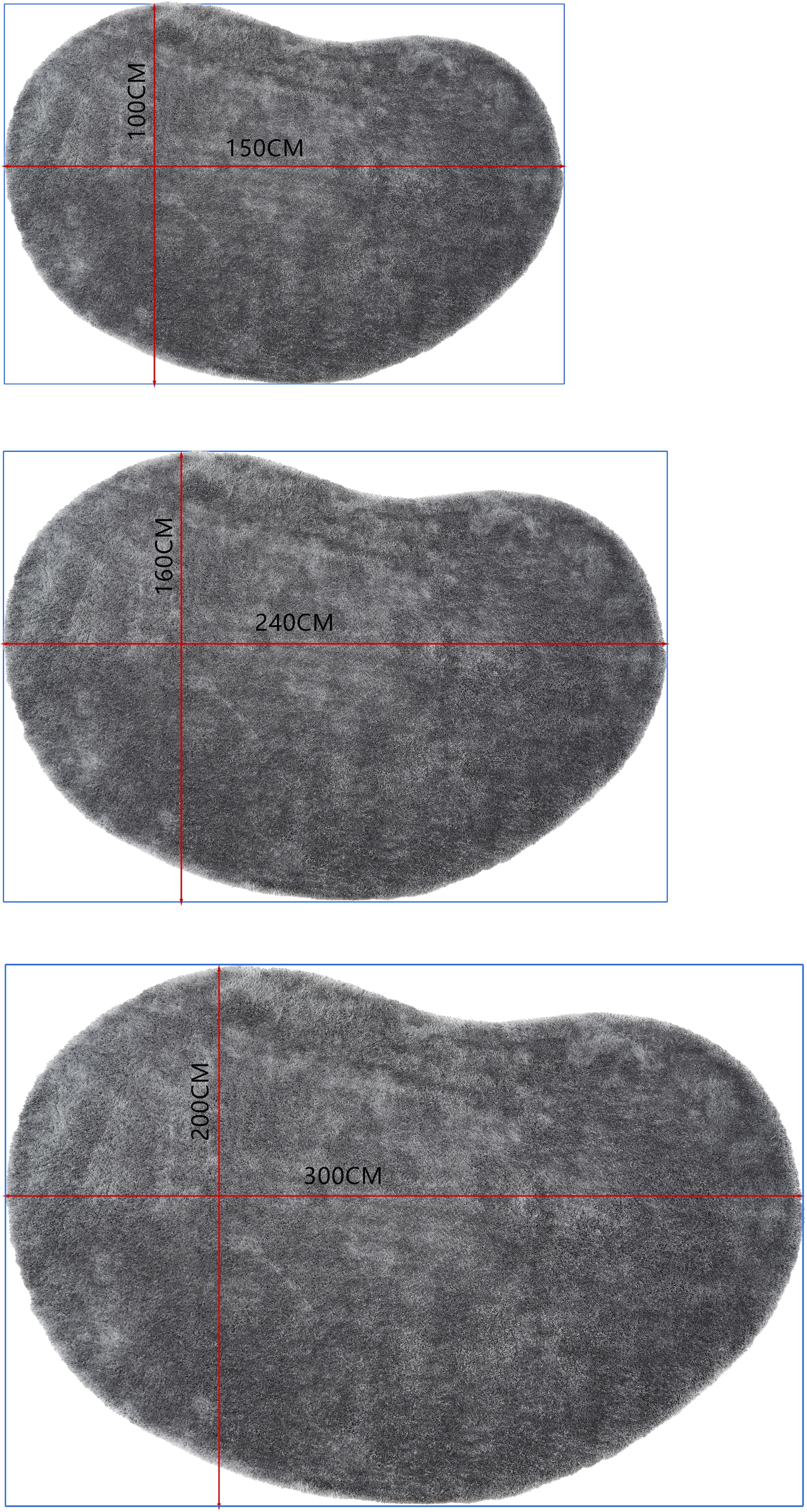 Bruno Banani Tapis à poils longs »Dana Bean shape, besondere Form, weich, Mikrofaser Teppiche« En forme de U 30 mm Höhe organische Form, uni, Wohnzimmer, Schlafzimmer, Esszimmer