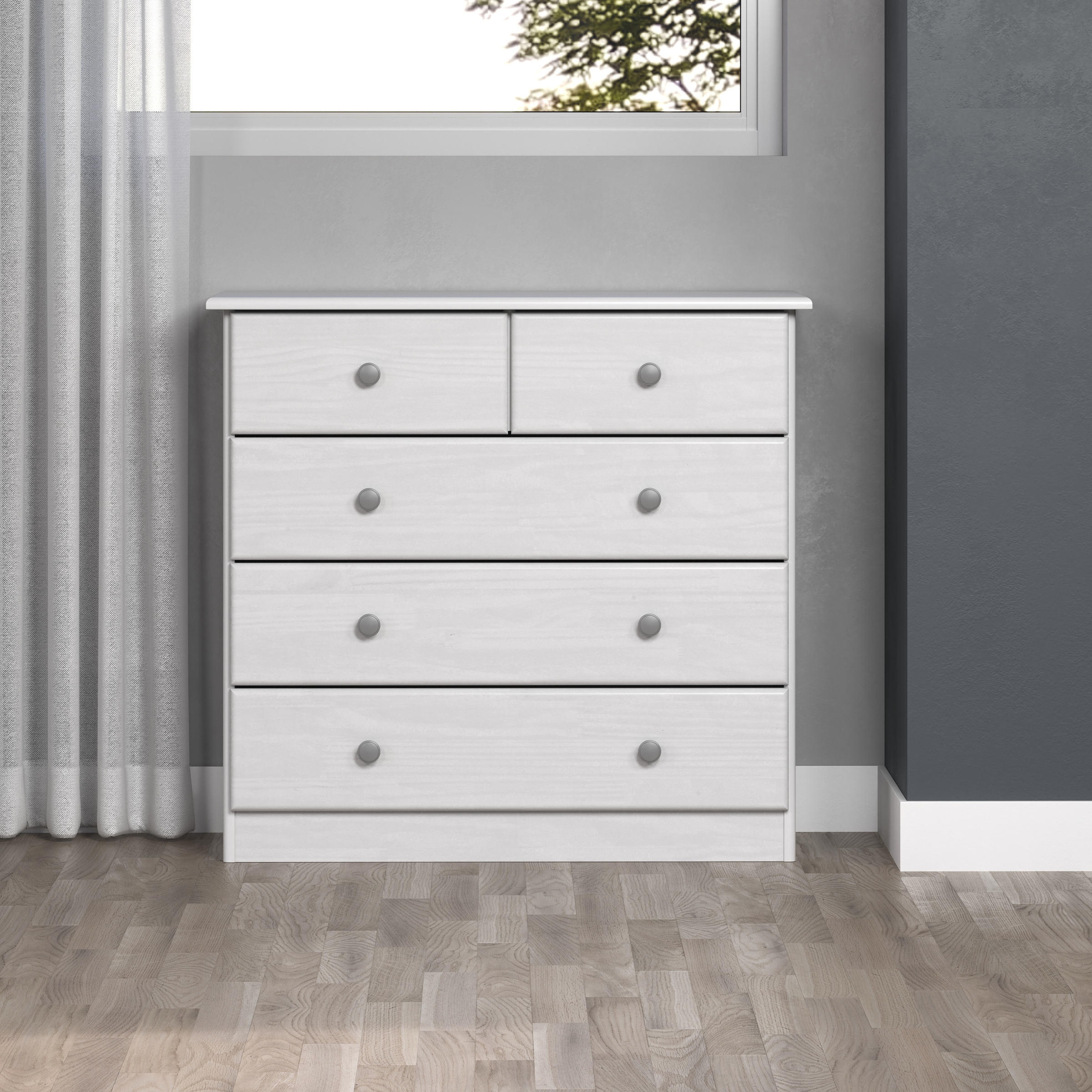 Home affaire Schubkastenkommode »Delsbo Kommode Wäscheschrank Beistellschrank Schrank Bestseller« Landhaus Design aus Kiefernholz, 1 Stk. tlg. Massivholz Sideboard mit 5 Schubladen - Metall-Knopfgriffe