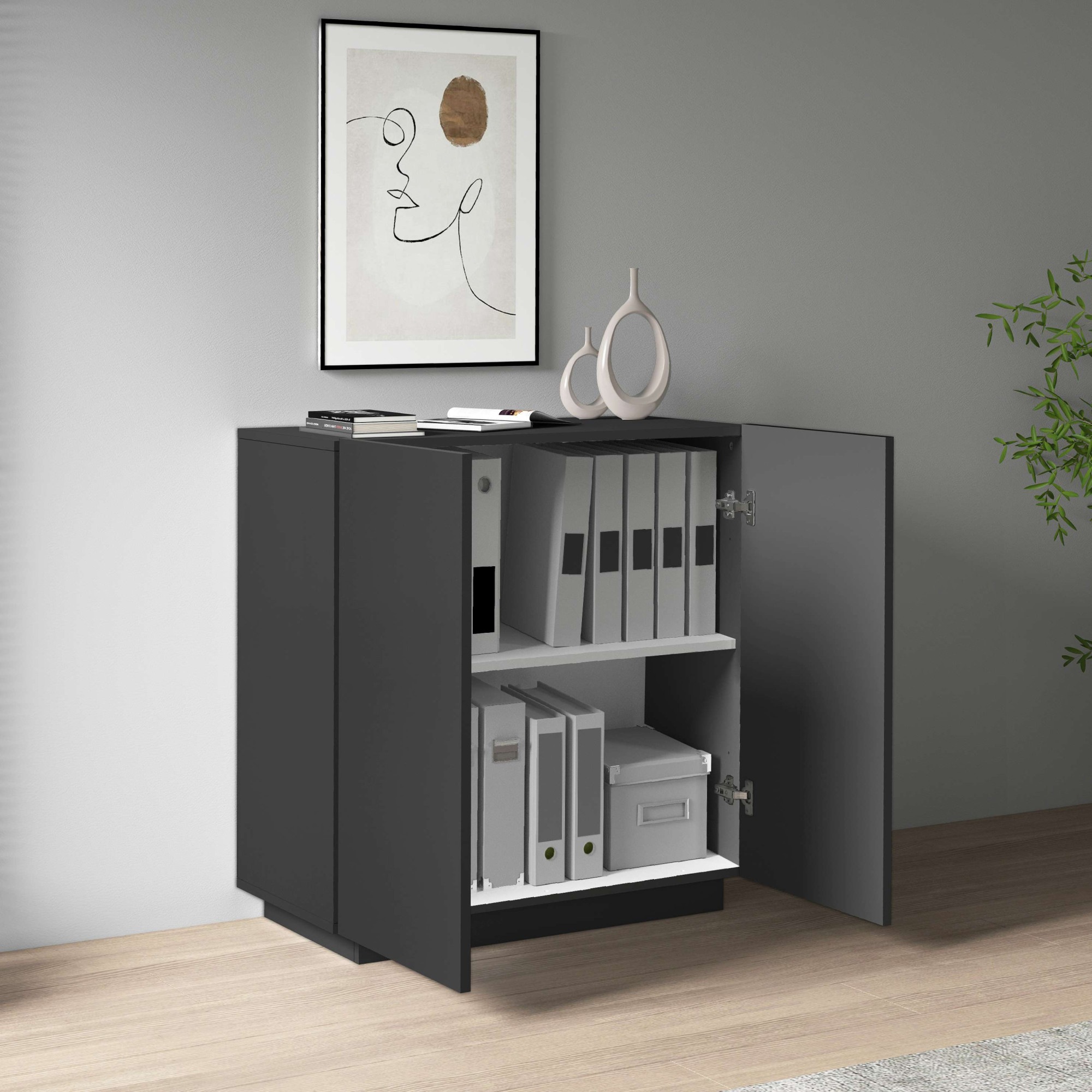 Home affaire Aktenschrank »Essential, Mehrzweckschrank, Büroschrank mit 2 Türen« & verstellbaren Einlegeböden, Höhe 86 oder 166 cm, Made in Italy