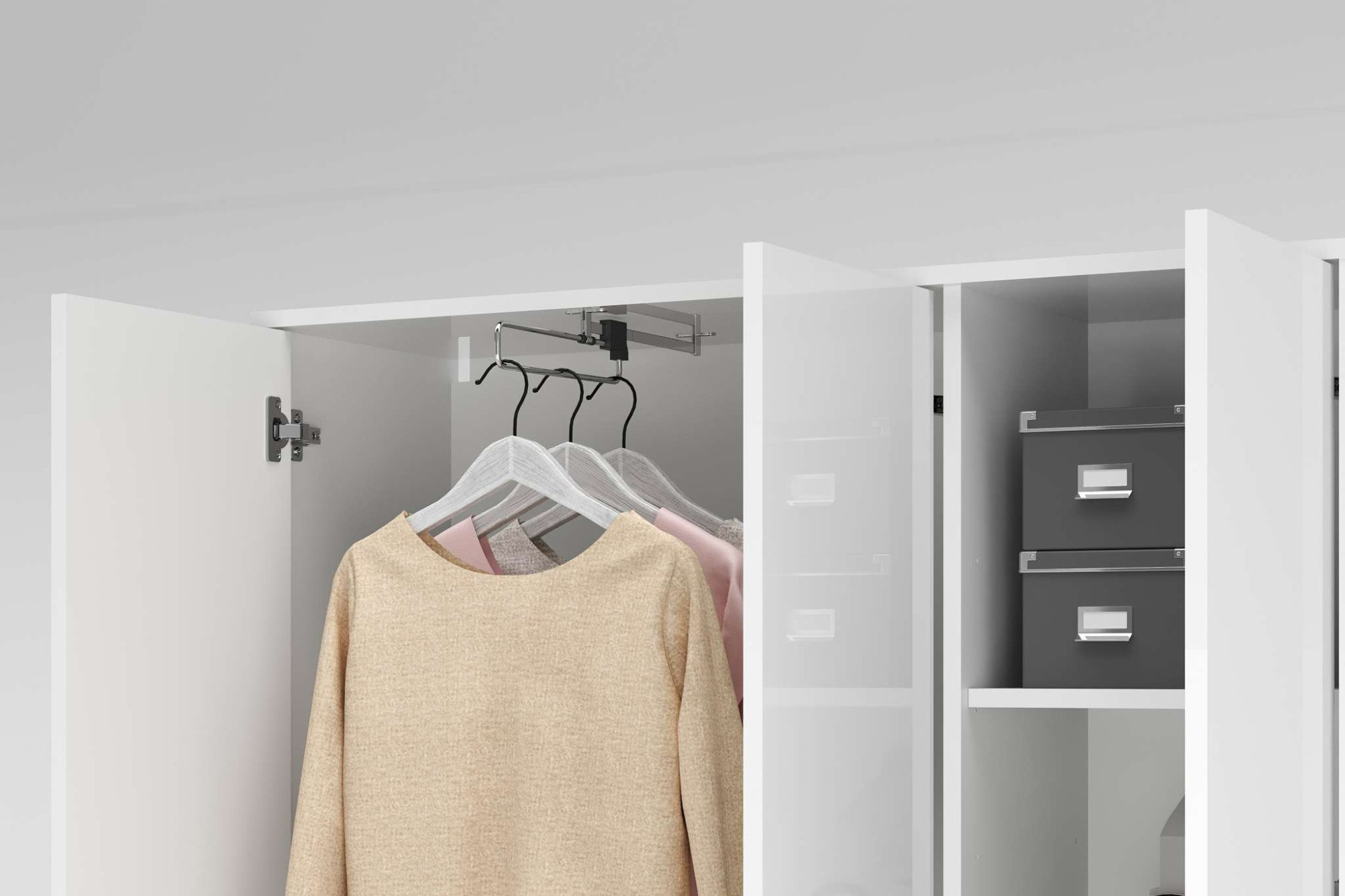 Home affaire Armoire multi-usages »JOLLY, Stauraumschrank , Breite 107 cm , Höhe 178 cm« 1 cuis tlg. 3 Türen,1 kl.+3 grosse Böden,1 Auszugsstange,Schrank Hochglanz lackiert