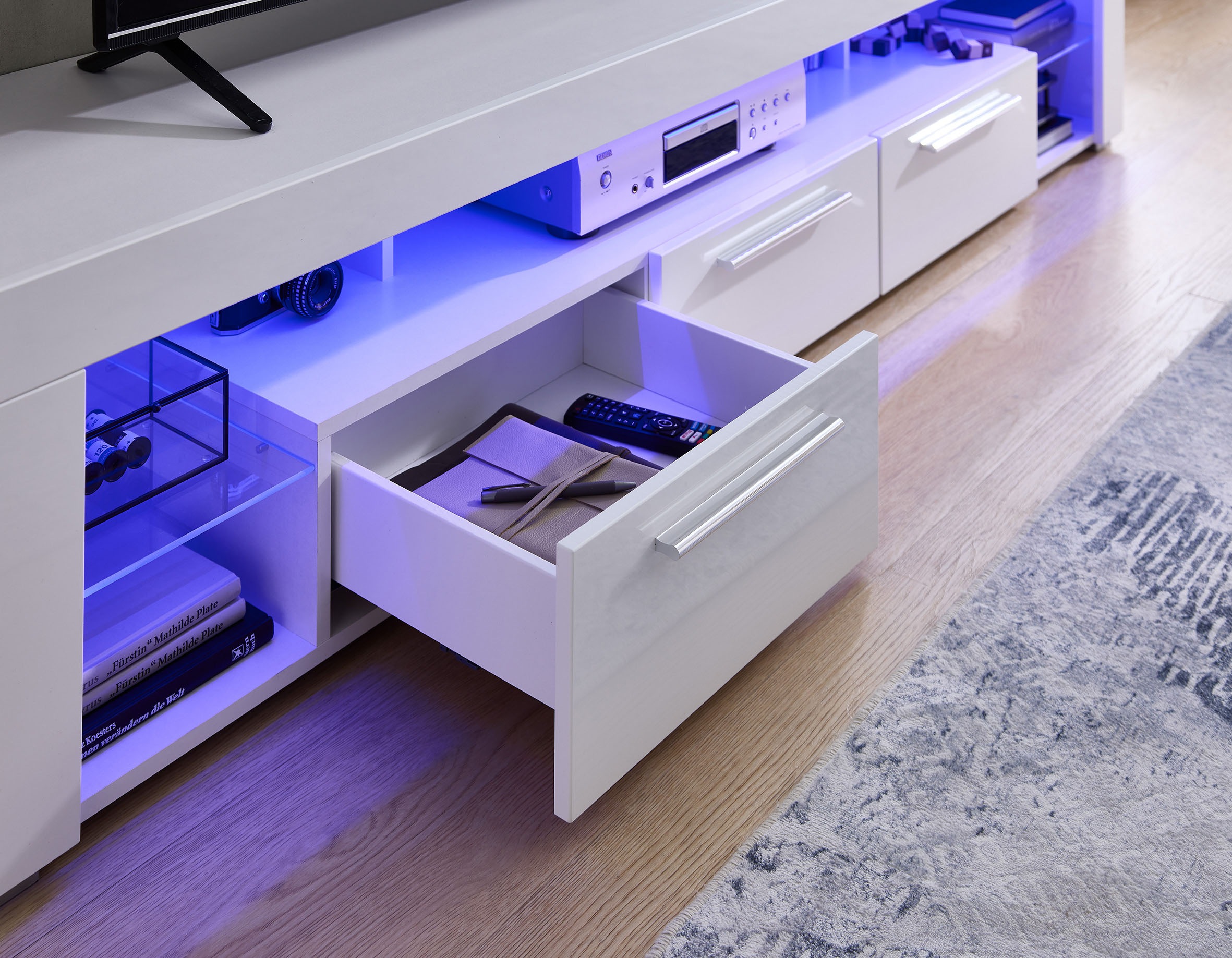 Stolkom TV-Schrank »Goal« 3 Schubkästen, 5 offenen Fächern, Stellmass 200/44/44 cm