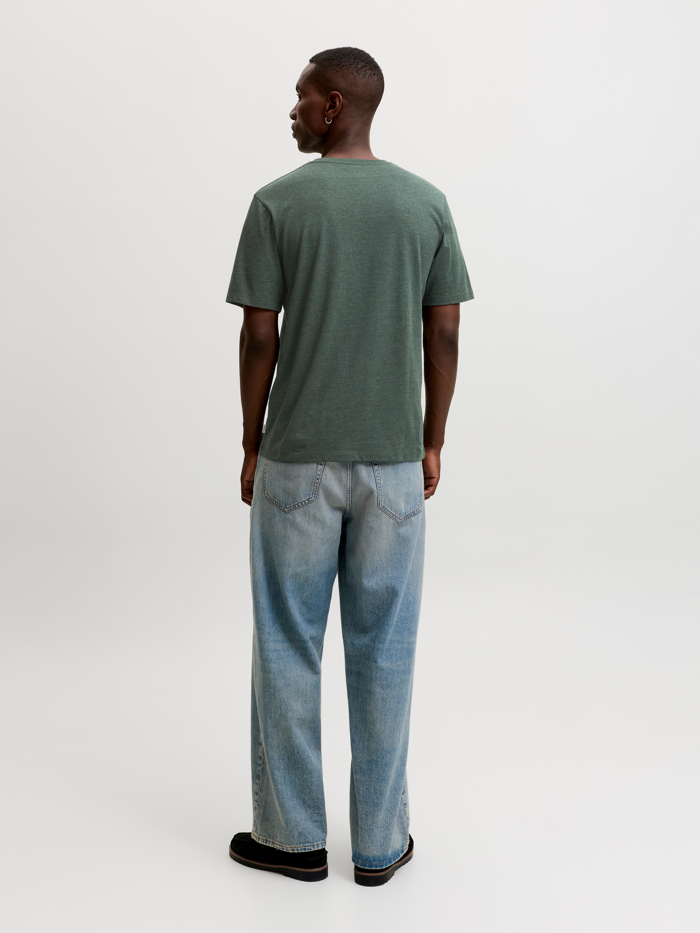 Jack & Jones Shirt à col rond »JJEORGANIC MELANGE TEE SS O-NECK NOOS« mélange coton, coupe régulière