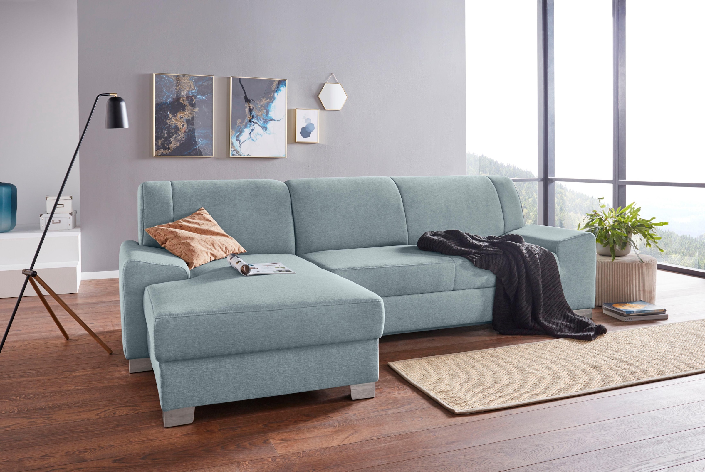 DOMO collection Ecksofa »Anzio L-Form, whlw. Bettfunktion, Federkern, hochwertig, Breite 271 cm« wahlweise mit Bettfunktion und Federkern
