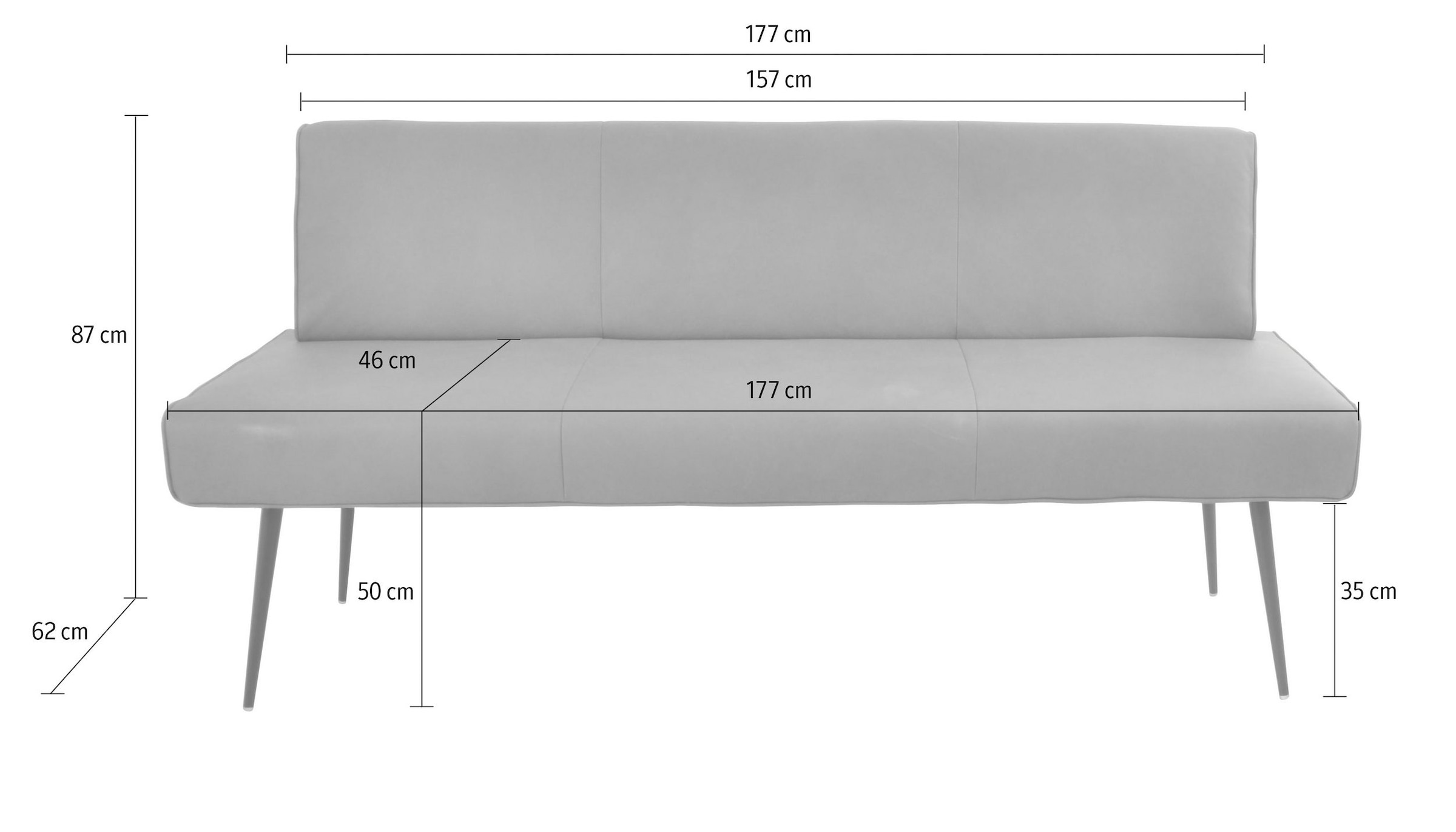 K+W Komfort & Wohnen Ensemble de salle à manger »Giacomo I« Banc rembourré, 2 chaises et 2 fauteuils avec accoudoirs, 6 cuis tlg. 2 chaises et banc, 2 fauteuils avec accoudoirs tissu 775, table 160 ou 180 cm