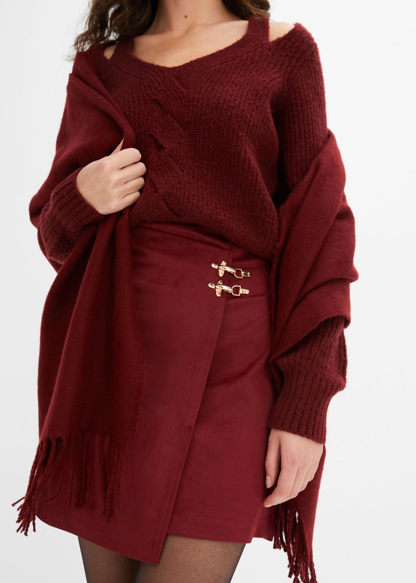 bonprix Jupe en similicuir »Lederimitat-Rock in Wickeloptik« Lederimitat-Rock in Wickeloptik