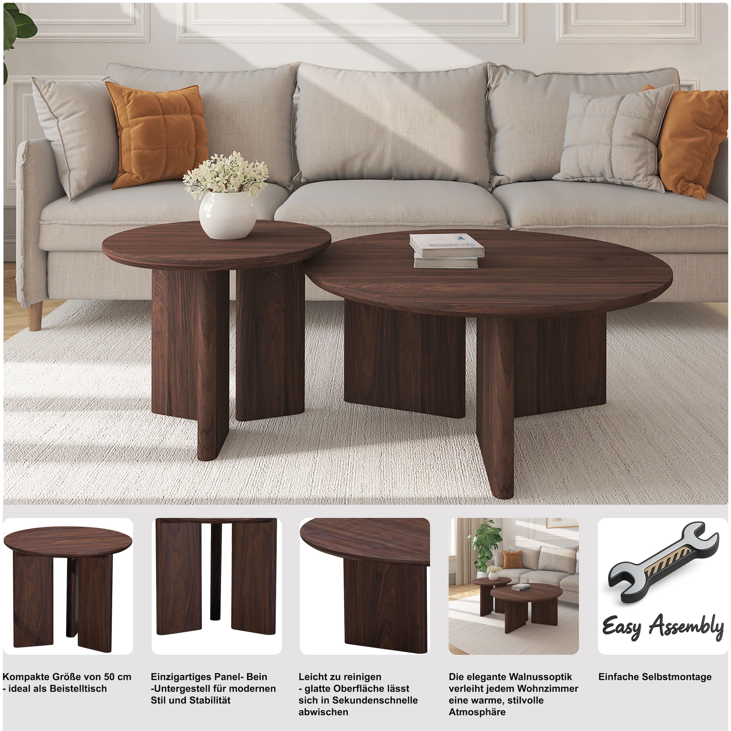 GOODproduct Table d'appoint »Cassian« 1 cuis tlg. Walnussoptik