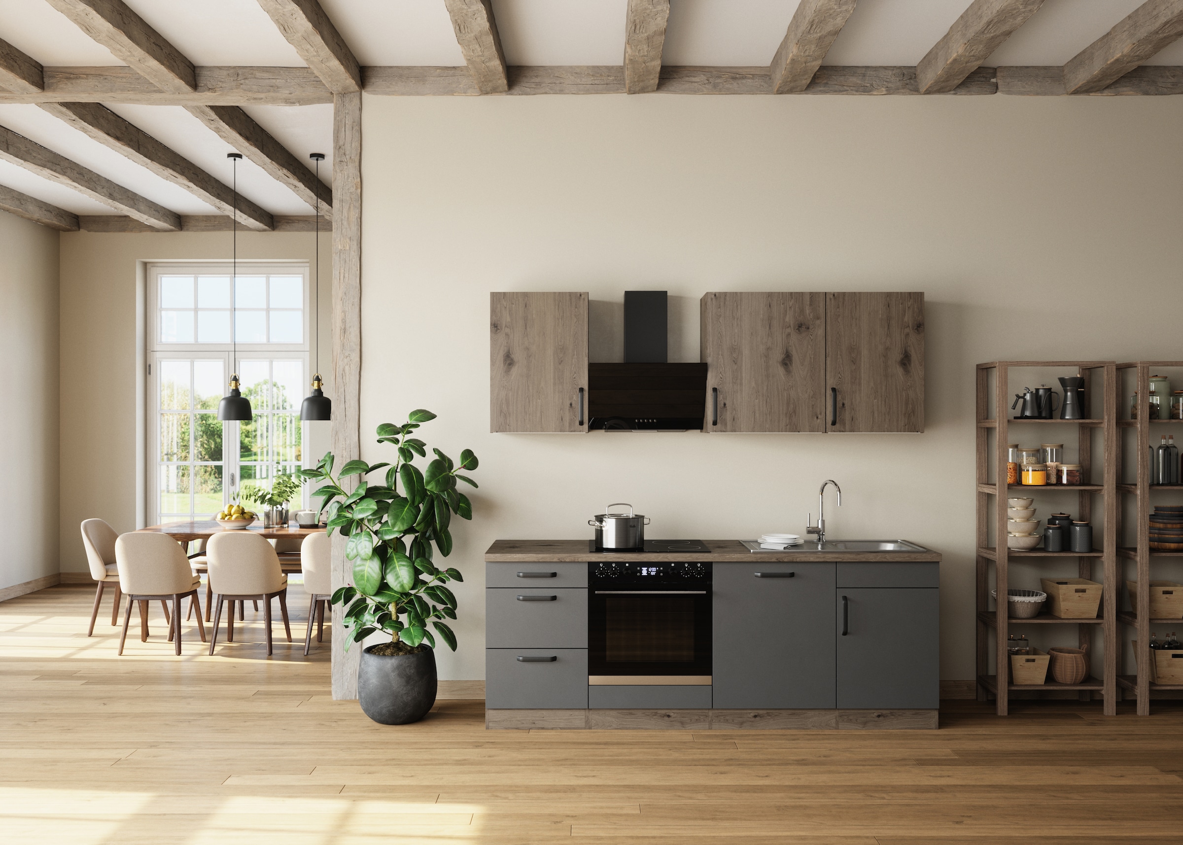 wiho Küchen Kitchenette »Elba« wahlweise mit Hanseatic E-Geräten, Breite 220 cm