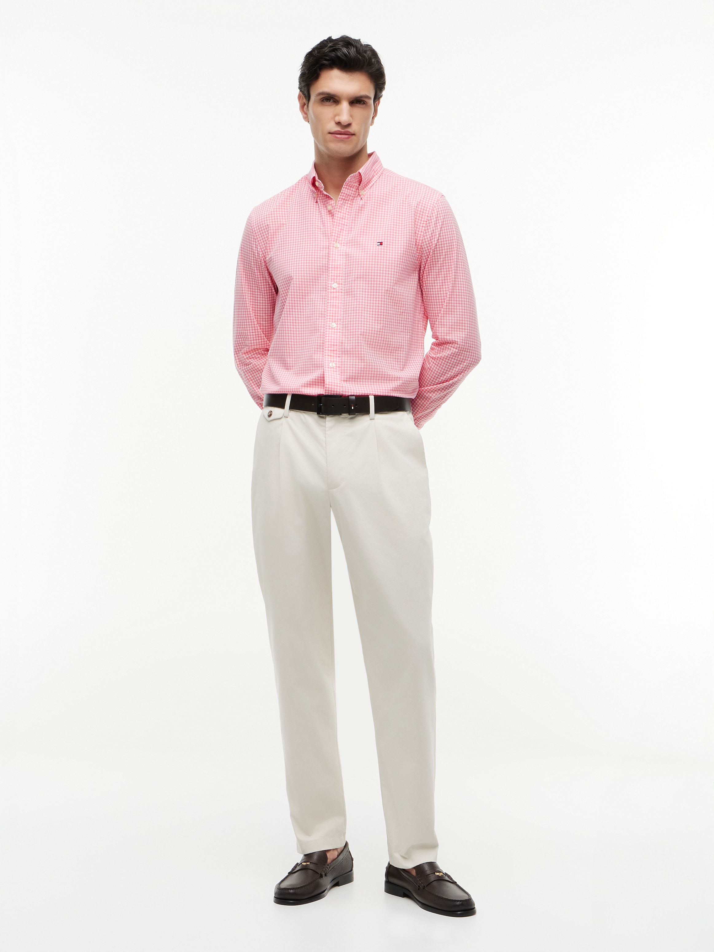 Tommy Hilfiger Chemise à manches longues »FLEX POPLIN GINGHAM SHIRT« Coupe régulière en coton Flex Gingham