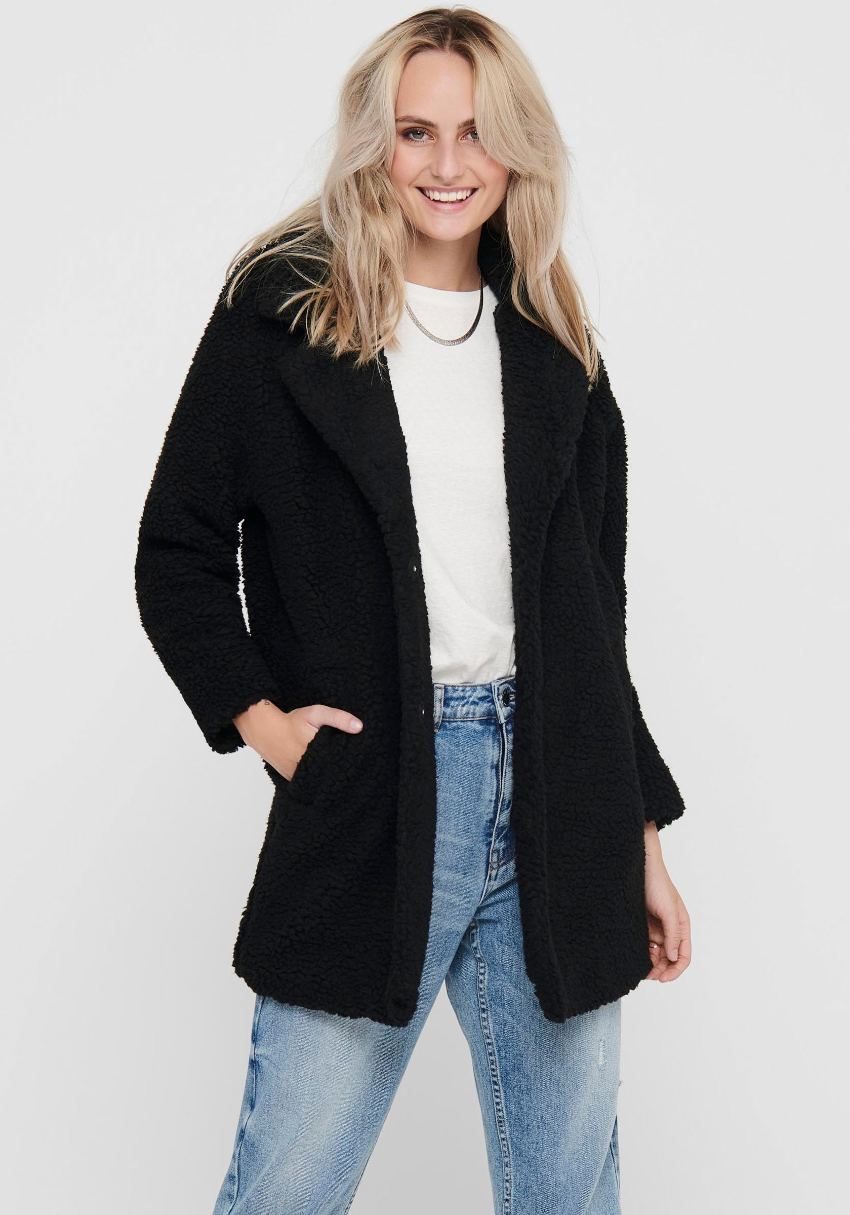 ONLY Kurzmantel »ONLAURELIA SHERPA COAT« aus Teddyplüsch