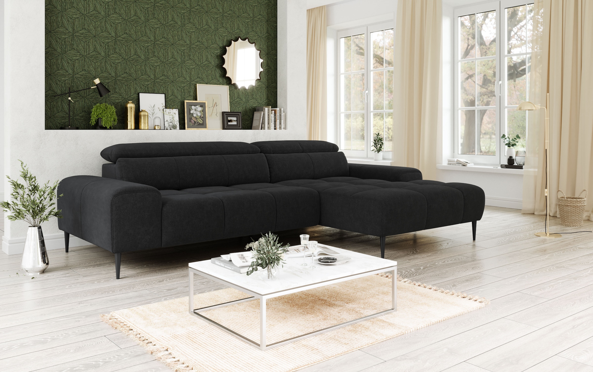 COTTA Canapé d'angle »Theo L-Form, B: 290 cm« mit Kopfteilverstellung, optional Sitztiefenverstellung