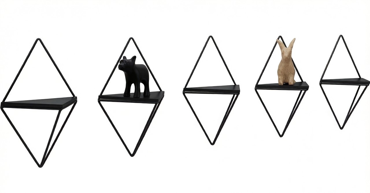 GOODproduct Étagère murale décorative »Rauten Rudel in modernen, dezenten Farbkombinationen« Set, 5 cuis tlg. Dekoregal, Wanddeko, aus Metall und MDF, 5tlg.Set