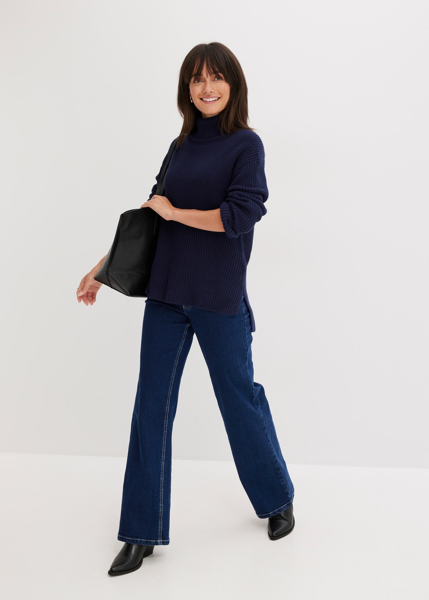 bonprix Pull à col roulé »Rollkragenpullover aus reiner Baumwolle« aus reiner Baumwolle, mit Rollkragen, für kühle Tage