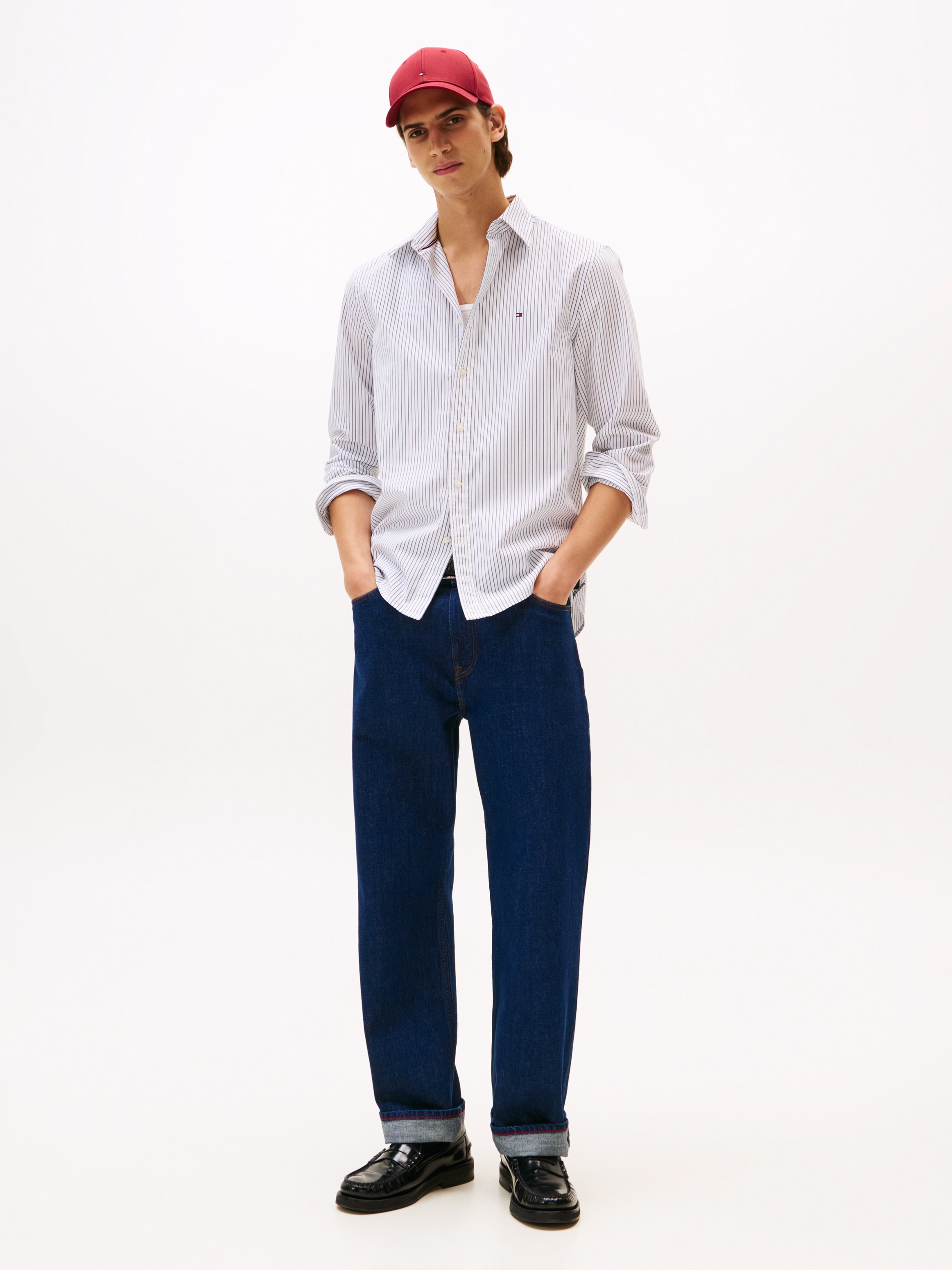 Tommy Hilfiger Chemise à manches longues »CORE HAIRLINE POPLIN« regular fit, Button-down-Kragen, fein gestreift