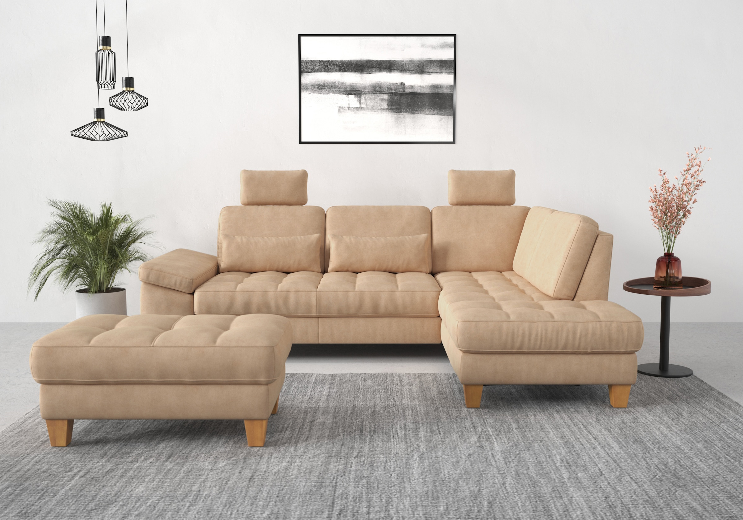 sit&more Canapé d'angle »Westham L-Form« mit Ottomane, mit oder ohne Bettfunktion, Bettkasten, Verstellung