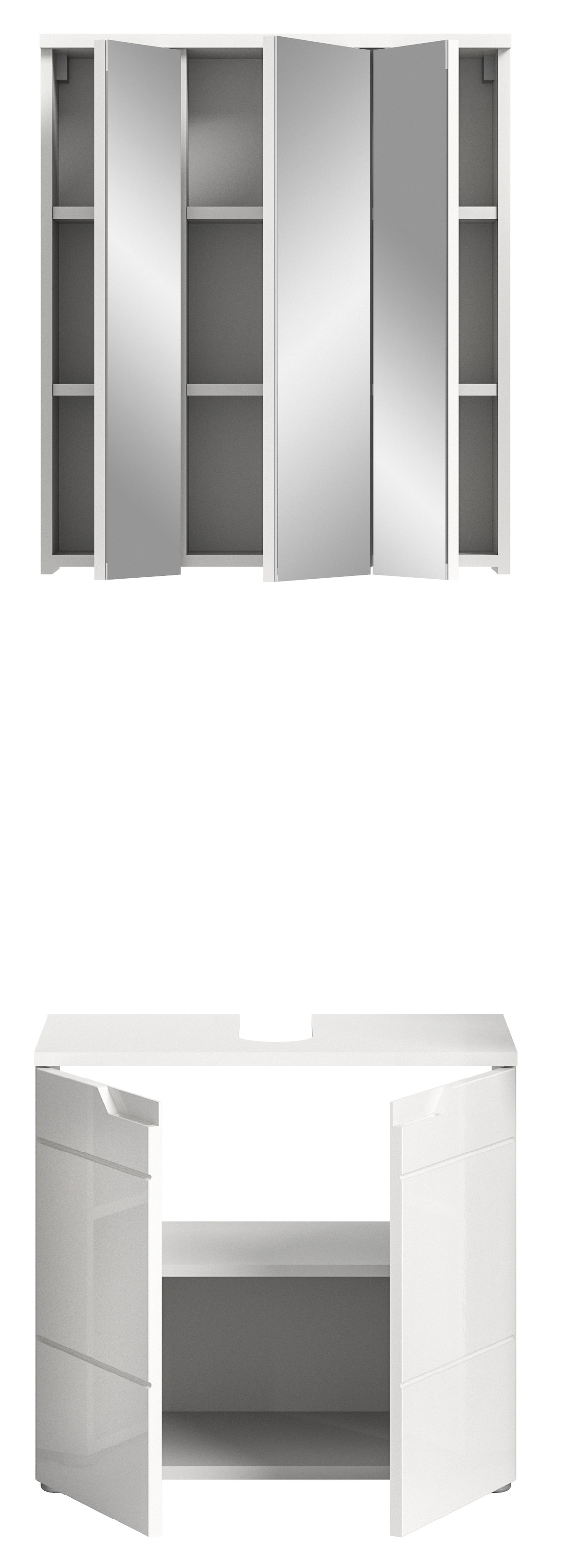 INOSIGN Ensemble de meubles de salle de bain »CAPRI, 2-teilig, mit eingefasster Griffmulde, bestehend aus:«