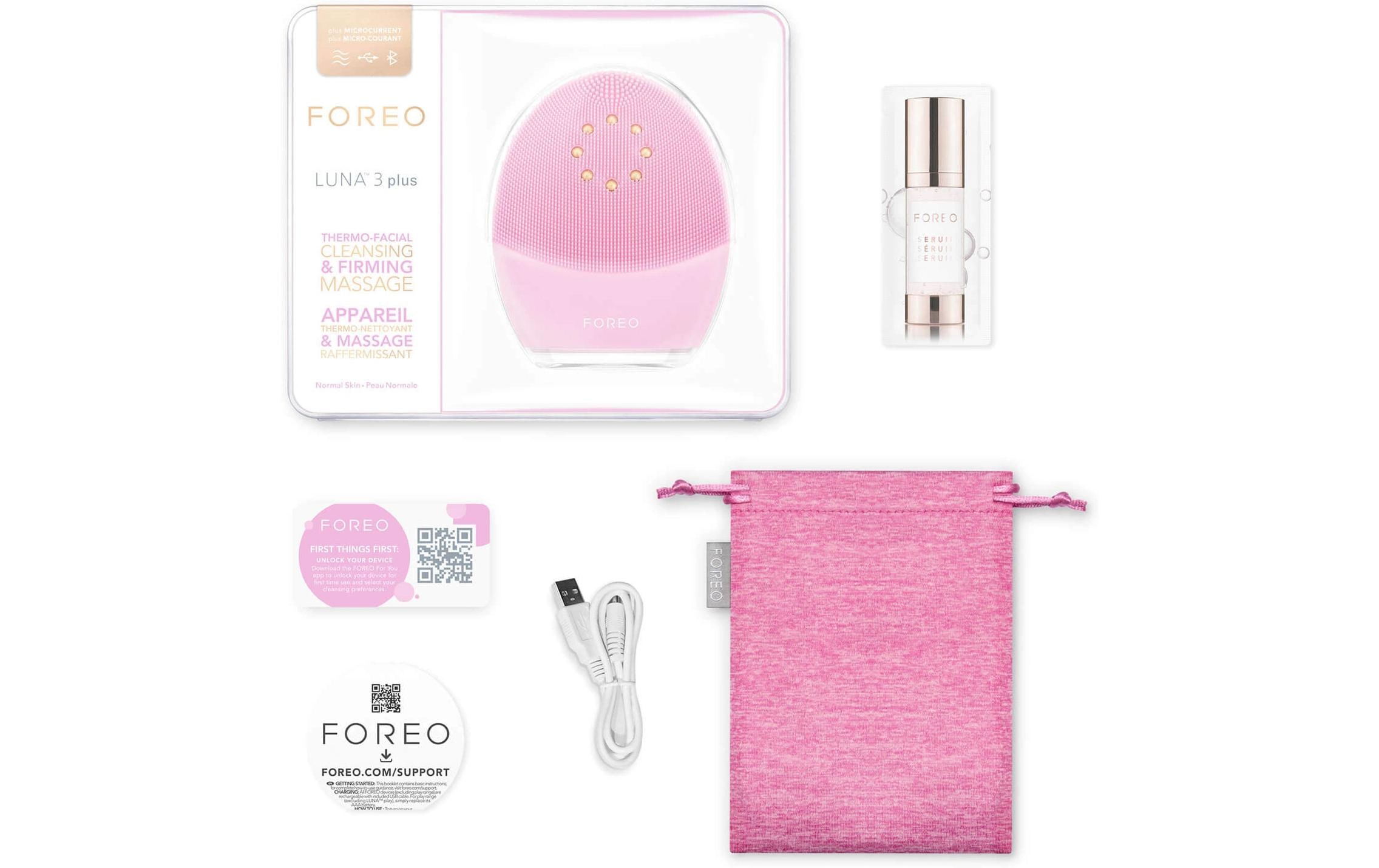FOREO Brosse électrique pour le nettoyage du visage »LUNA 3 Plus normale Haut« Intelligente Reinigungs- und Straffungsbürste für das Gesicht
