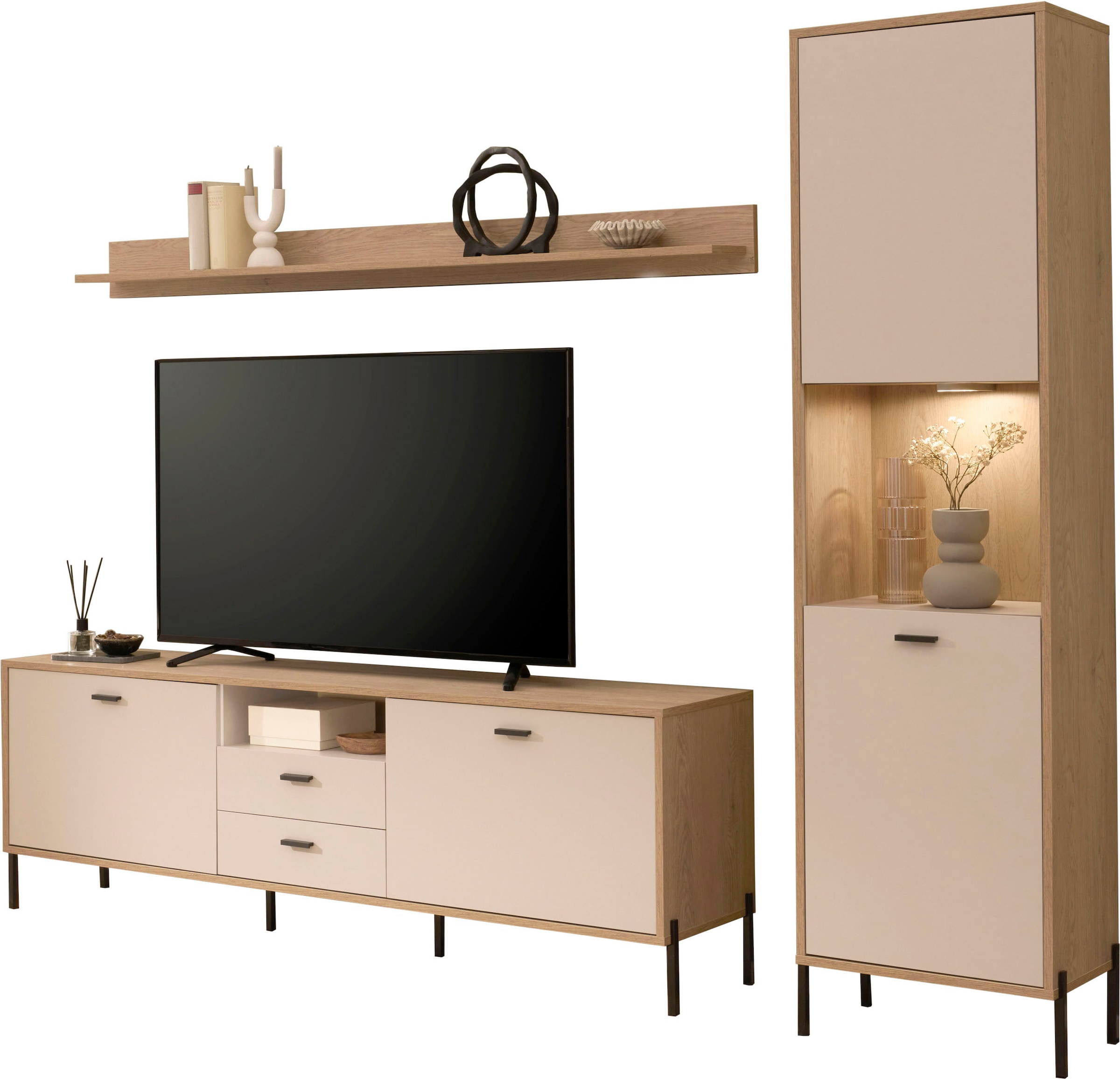 Home affaire Meuble mural »Fredericia, moderne Anbauwand, Komplettset in Kaschmir« Ensemble, 3 cuis tlg.