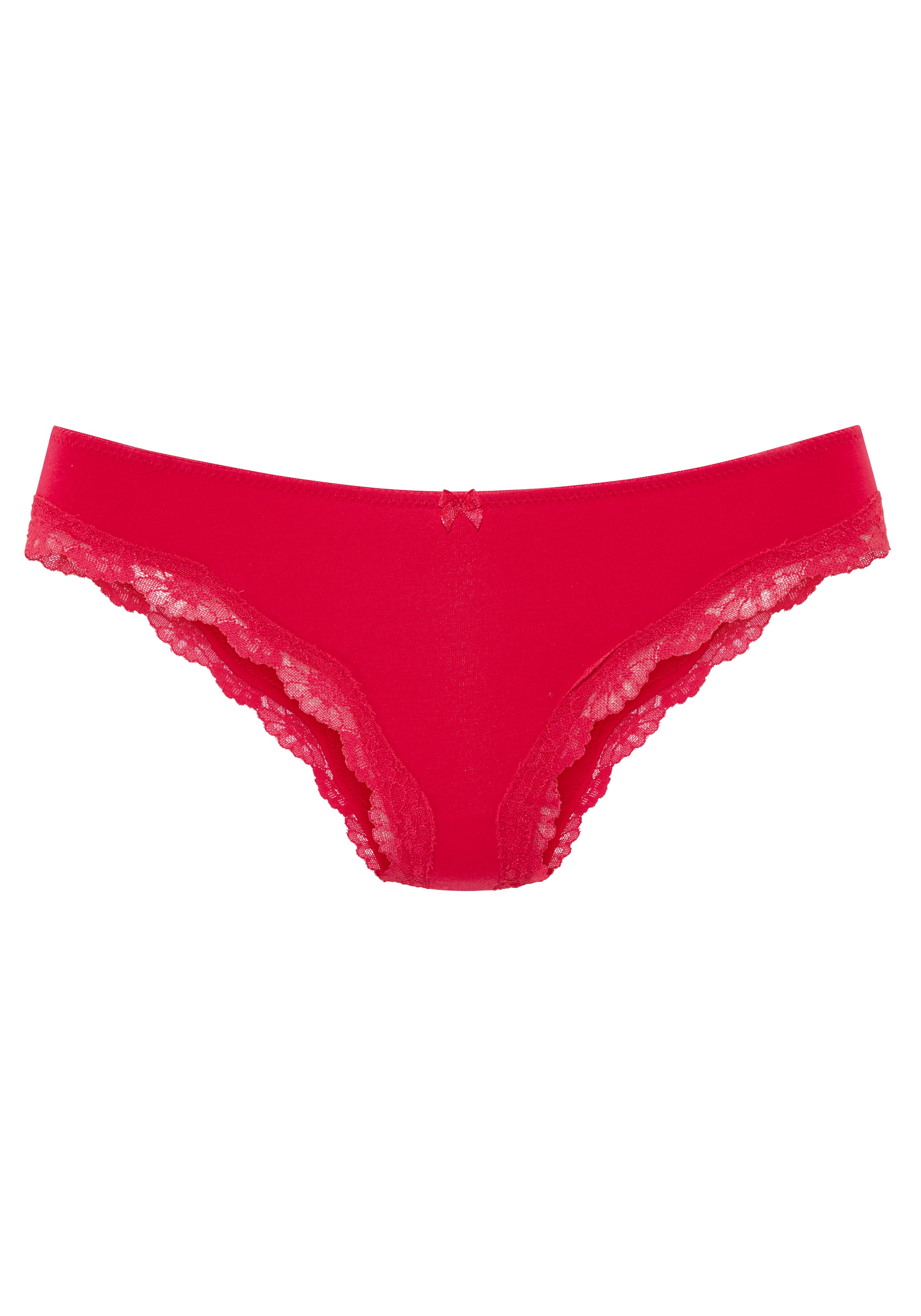 LASCANA Brasilslip 3er-Pack,  aus elastischer Baumwolle mit zarter Spitze